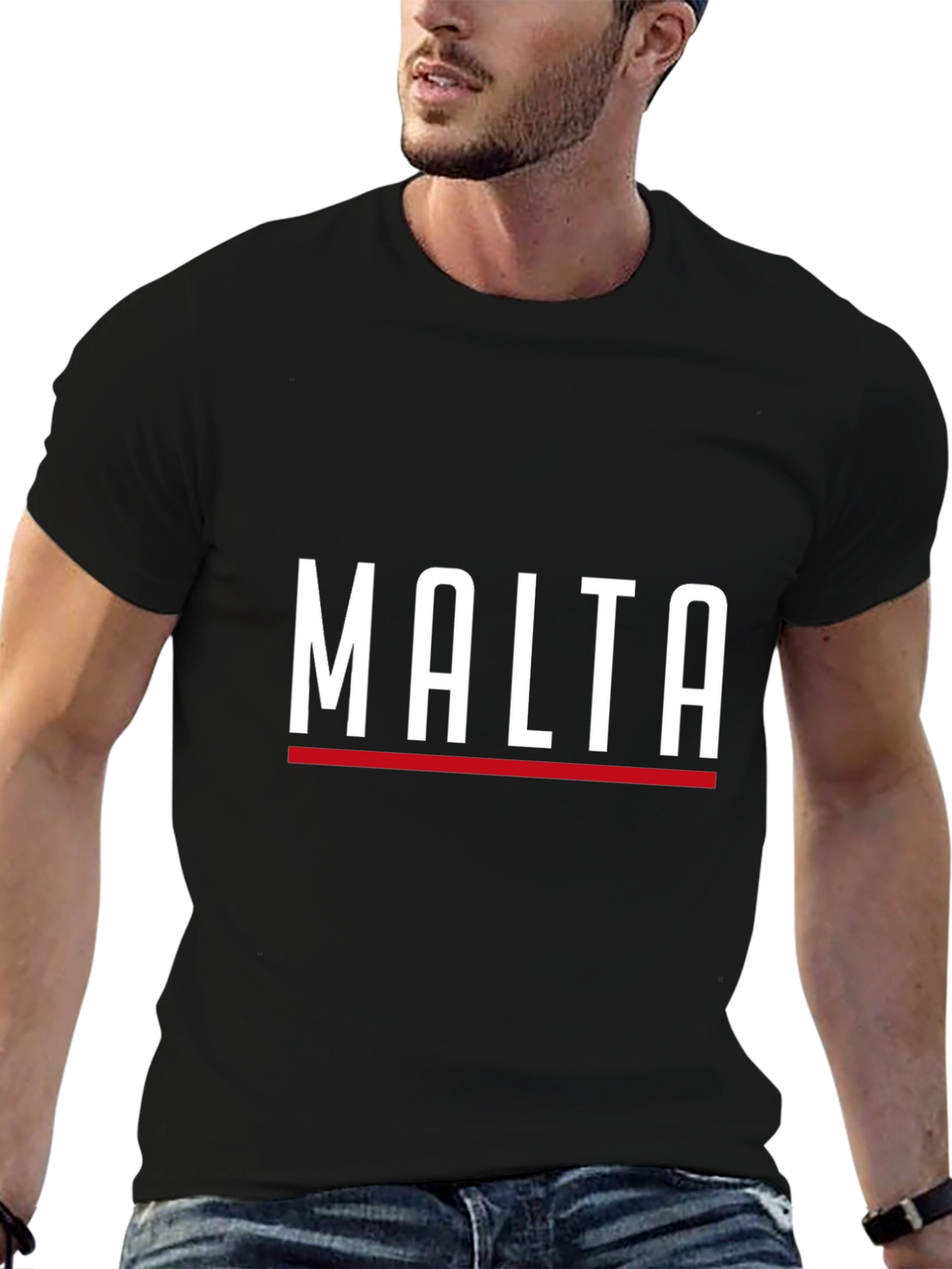 Malta Graphic Tee - Sleek Black Cotton T-Shirt