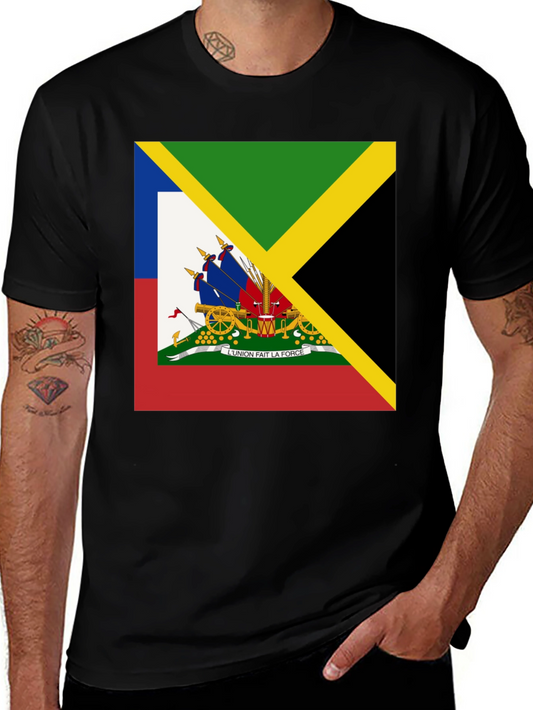 Haiti Jamaica Flag Graphic T-Shirt