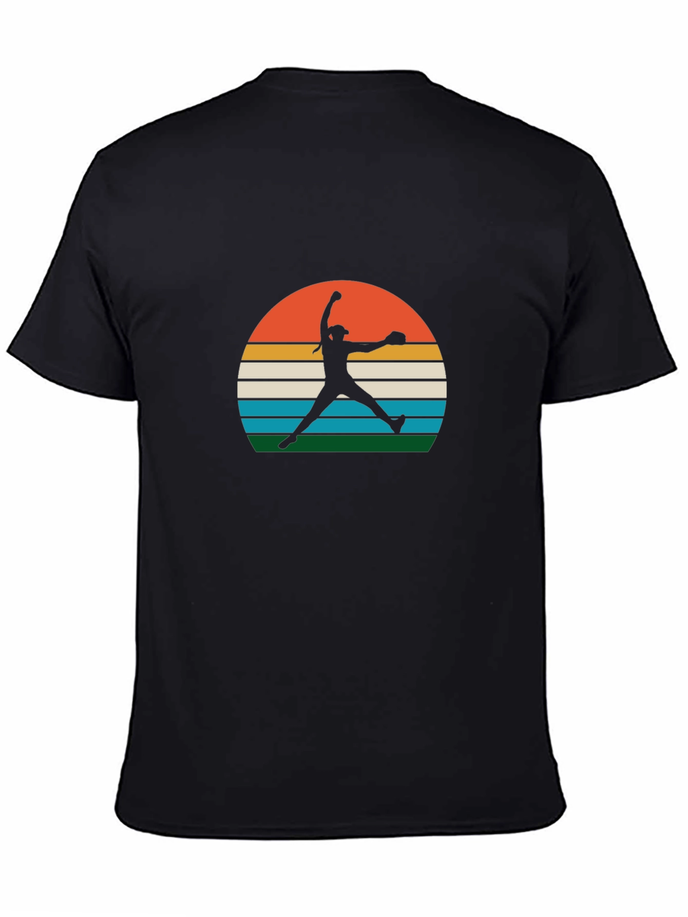 Retro Sunset Softball Pitcher Graphic Tee