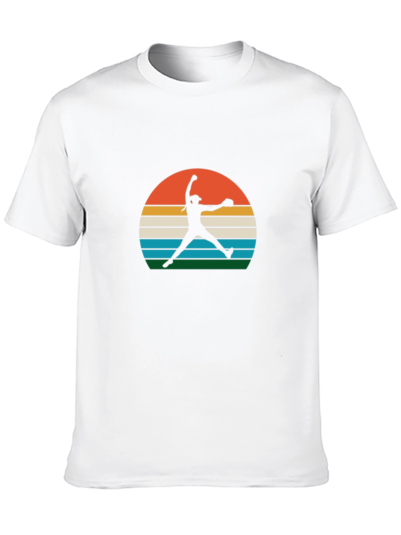 Retro Sunset Softball Pitcher Graphic Tee