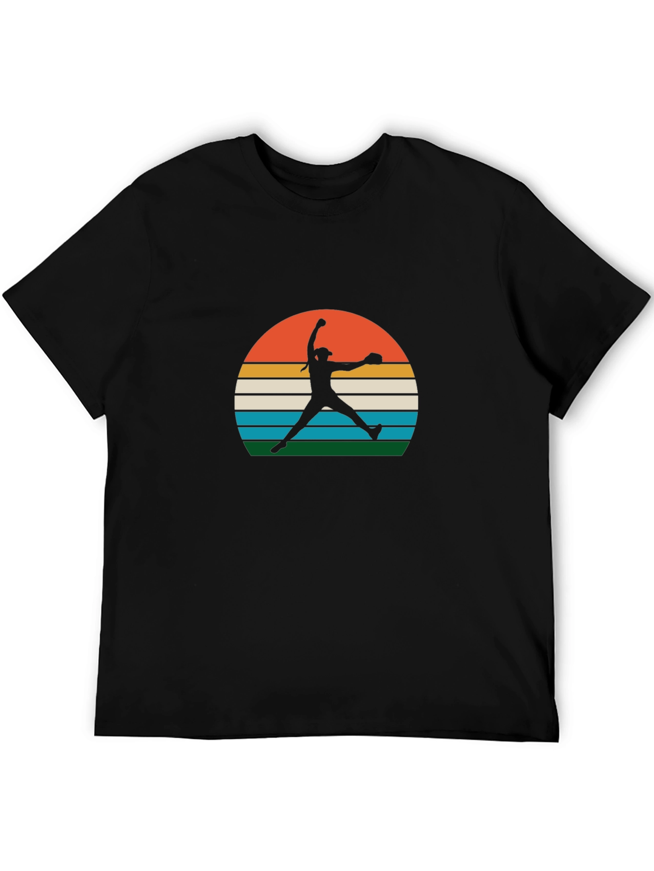Retro Sunset Softball Pitcher Graphic Tee
