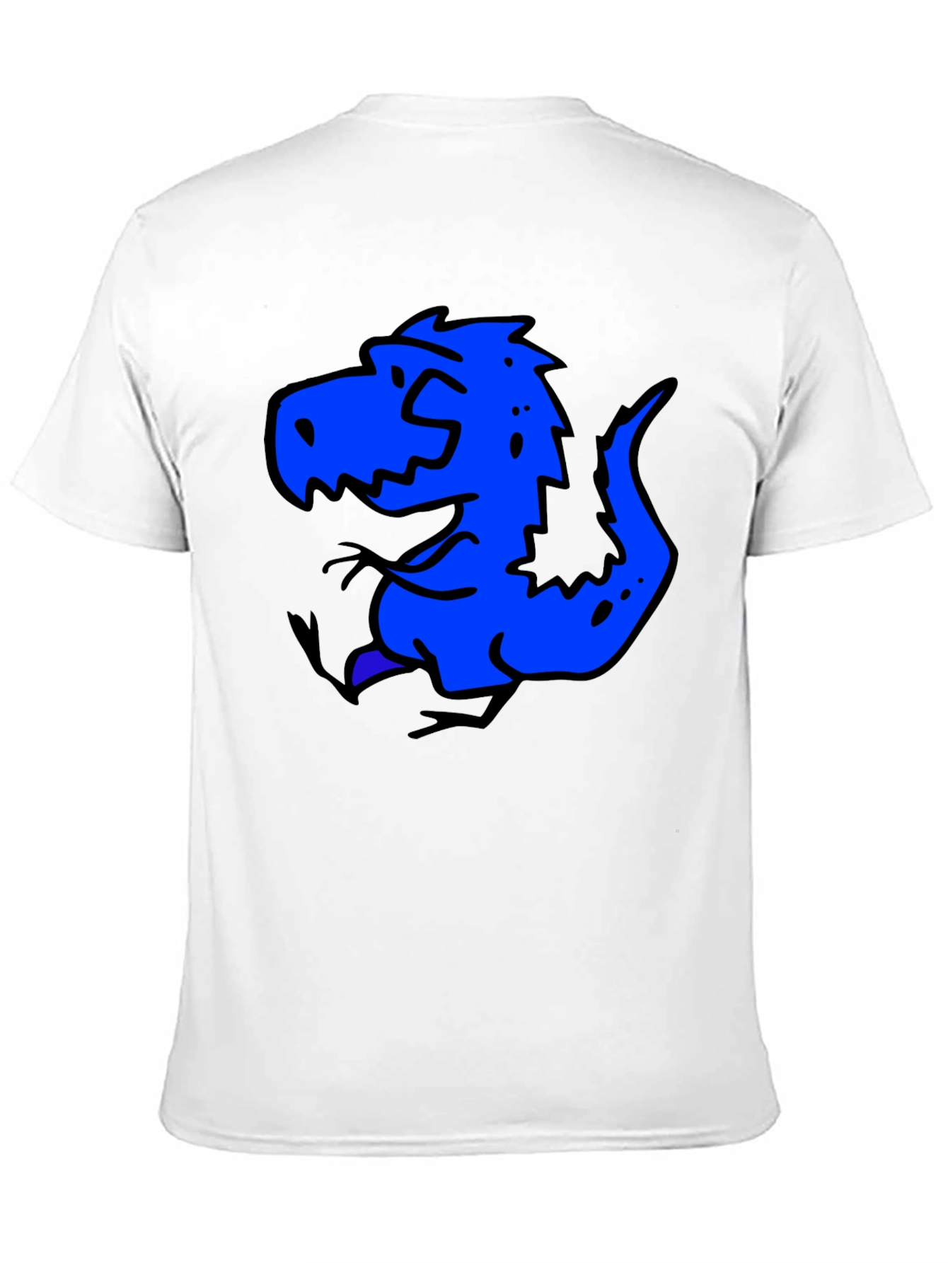 Blue Dino Graphic Black T-Shirt - Casual Wear