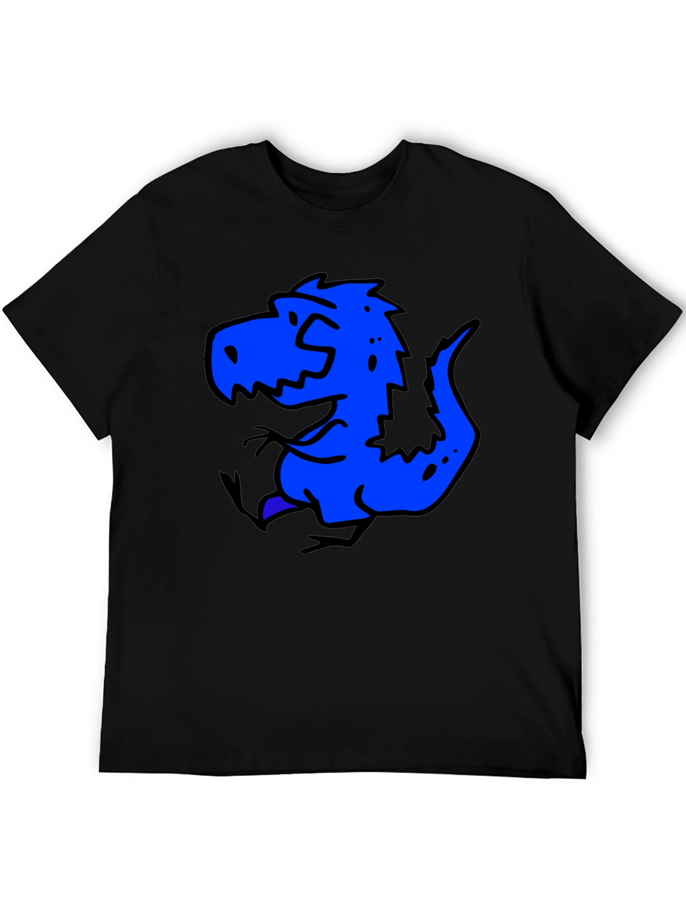 Blue Dino Graphic Black T-Shirt - Casual Wear