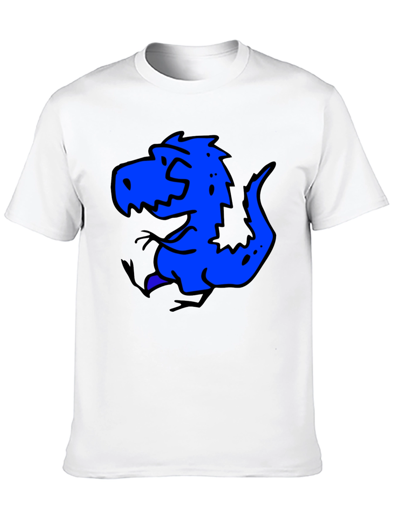 Blue Dino Graphic Black T-Shirt - Casual Wear