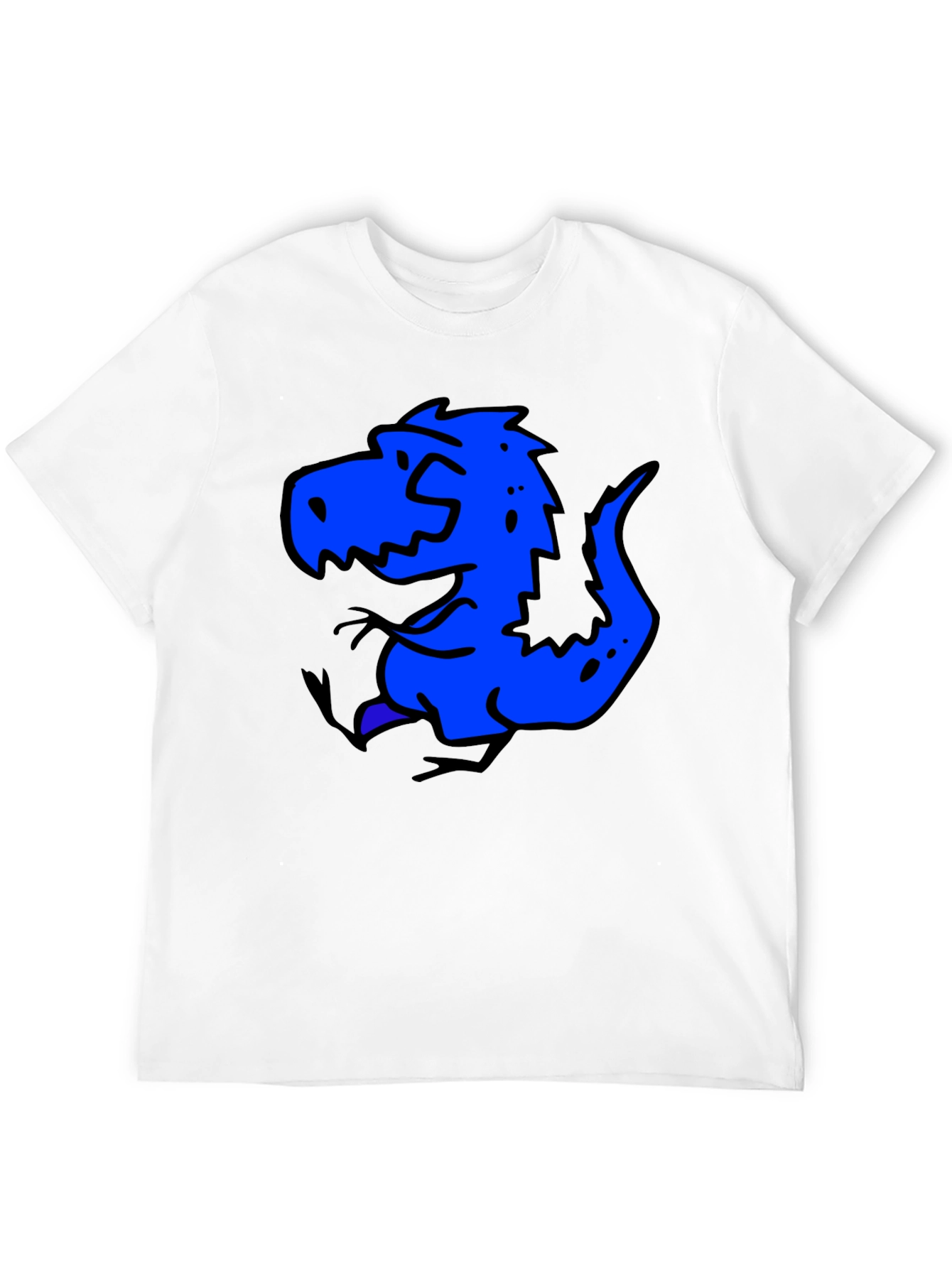 Blue Dino Graphic Black T-Shirt - Casual Wear