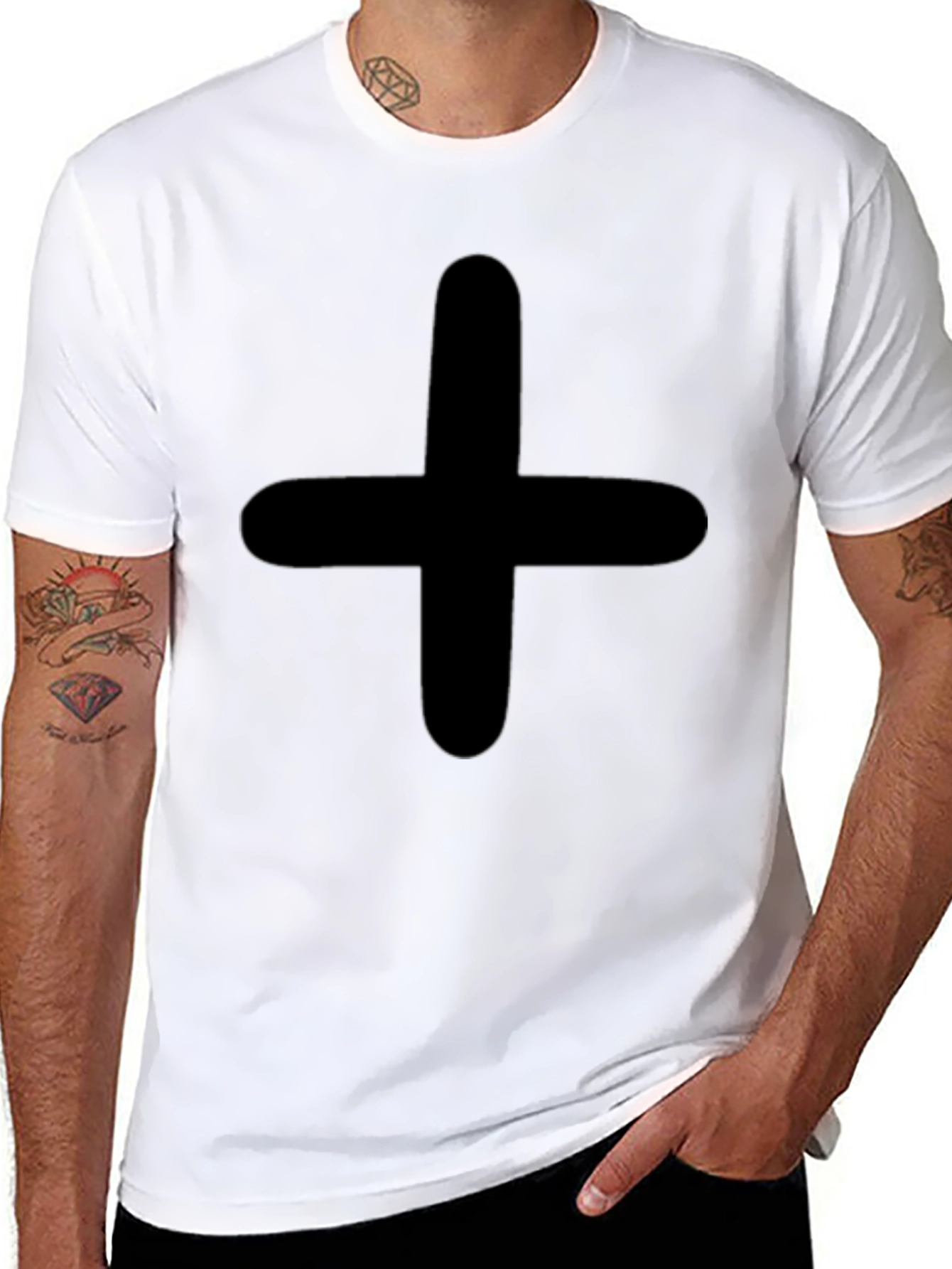 Minimalist Plus Sign Black T-Shirt