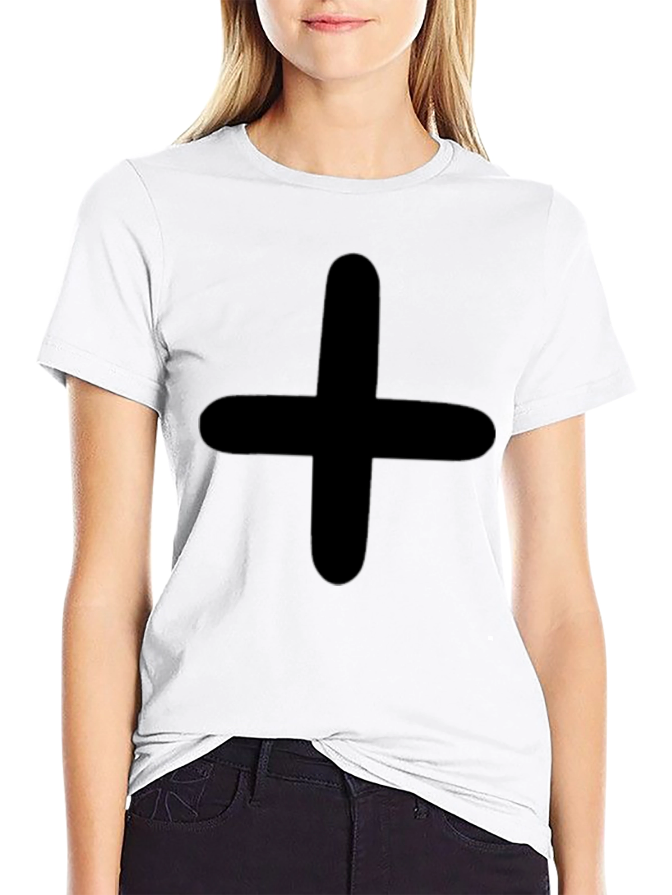 Minimalist Plus Sign Black T-Shirt