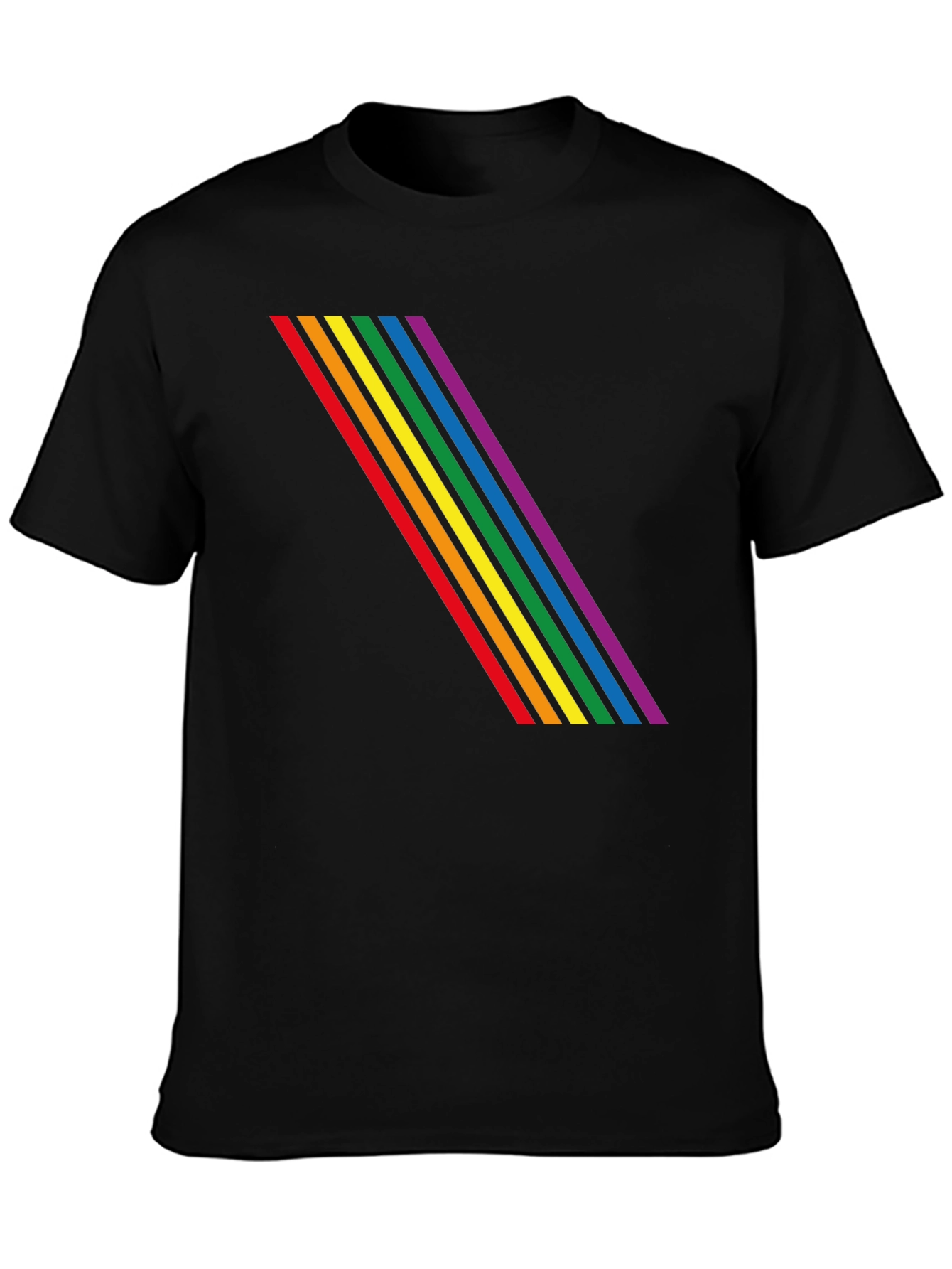 Rainbow Stripe Graphic Black T-Shirt