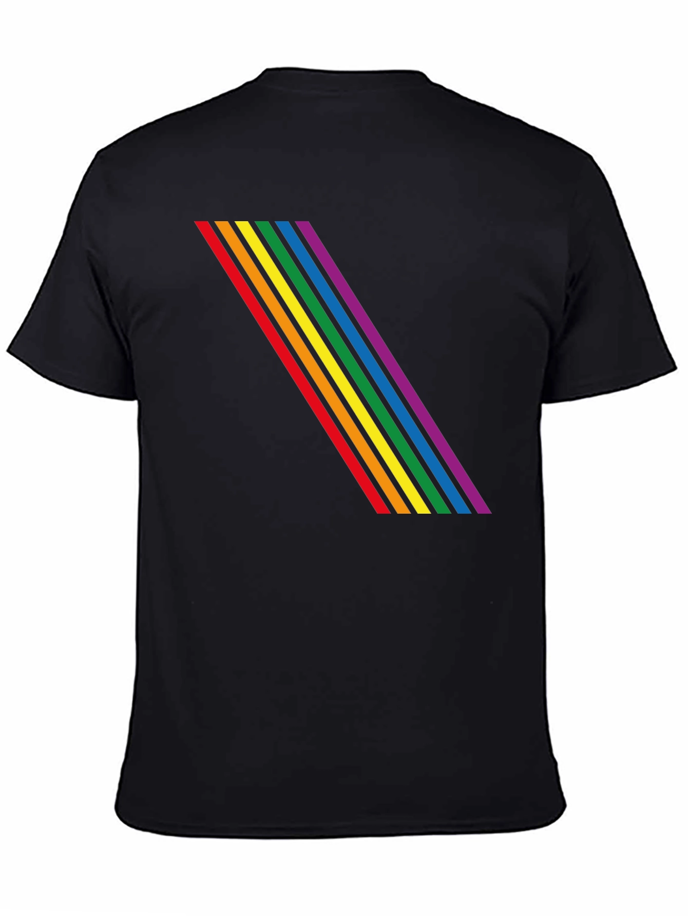 Rainbow Stripe Graphic Black T-Shirt