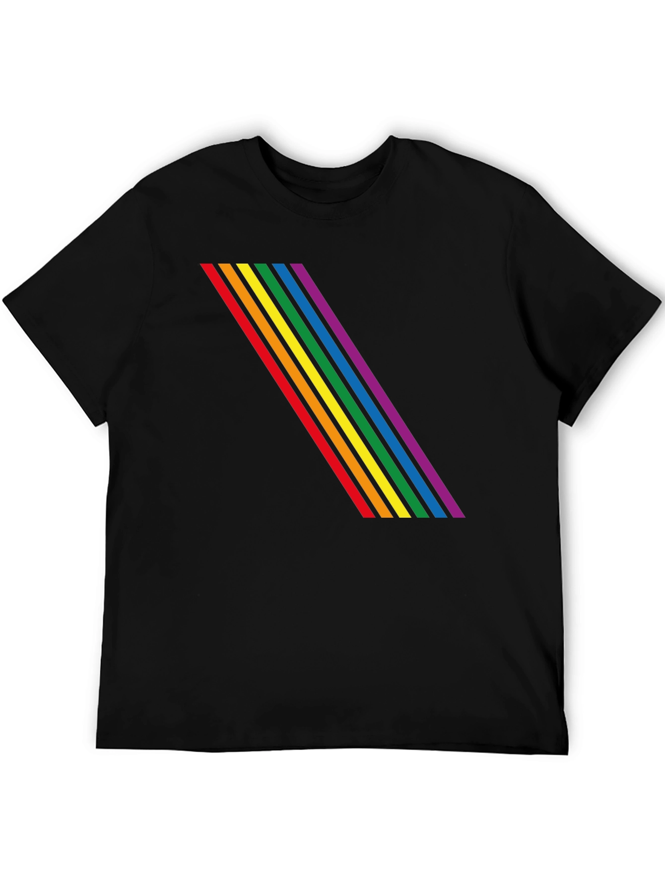 Rainbow Stripe Graphic Black T-Shirt