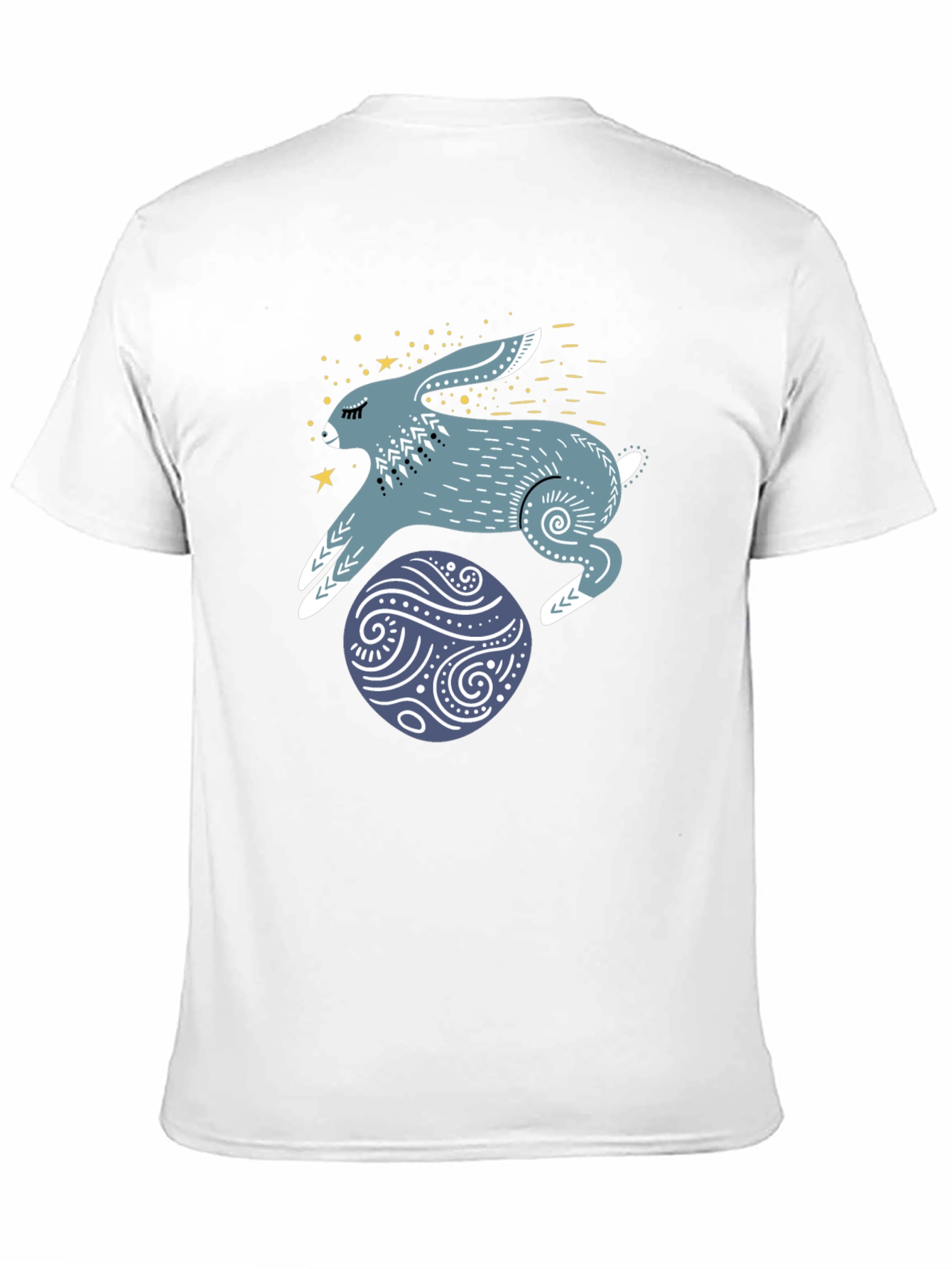 Rabbit & Egg Graphic Tee - Black Cotton T-Shirt