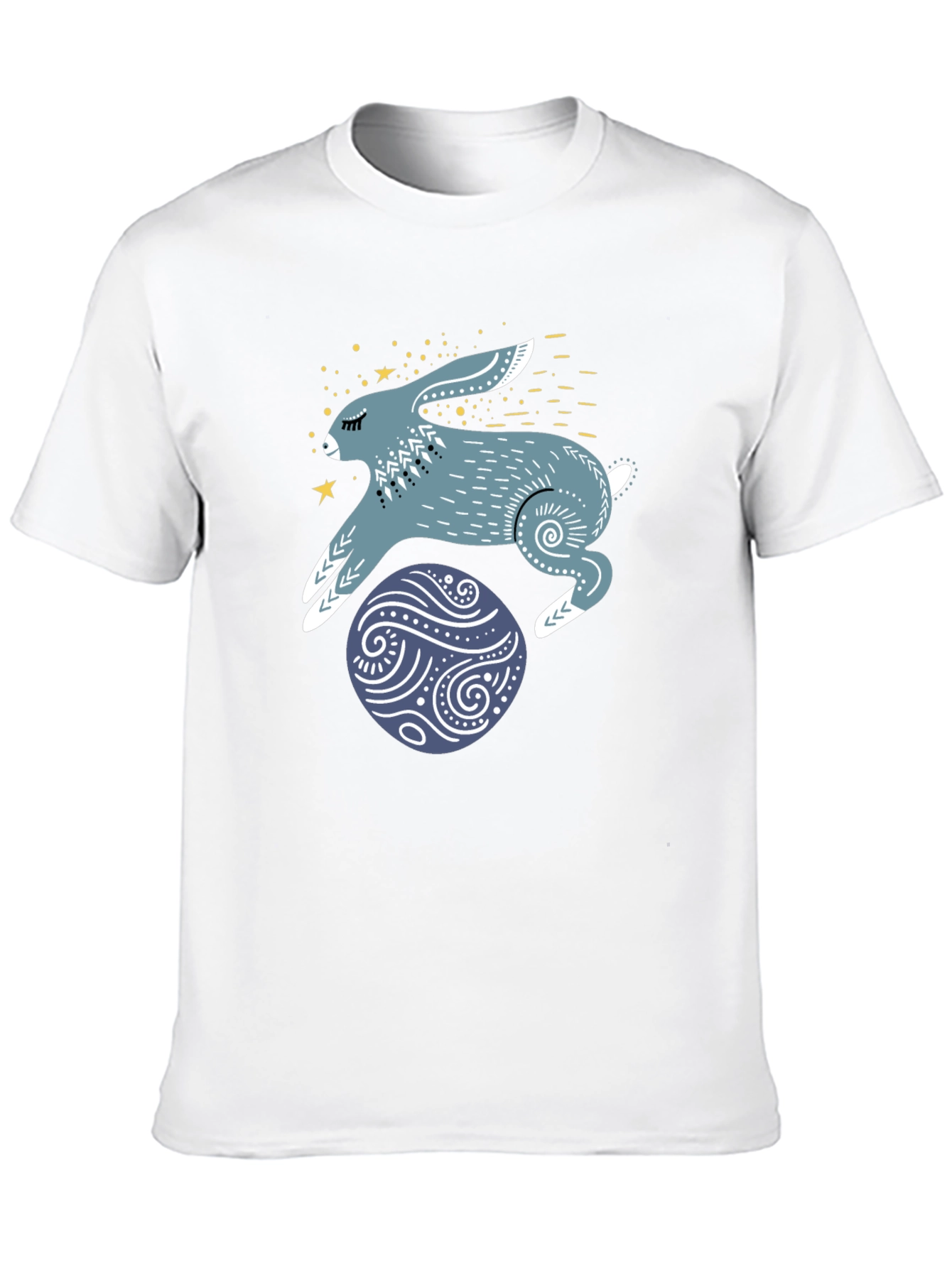 Rabbit & Egg Graphic Tee - Black Cotton T-Shirt