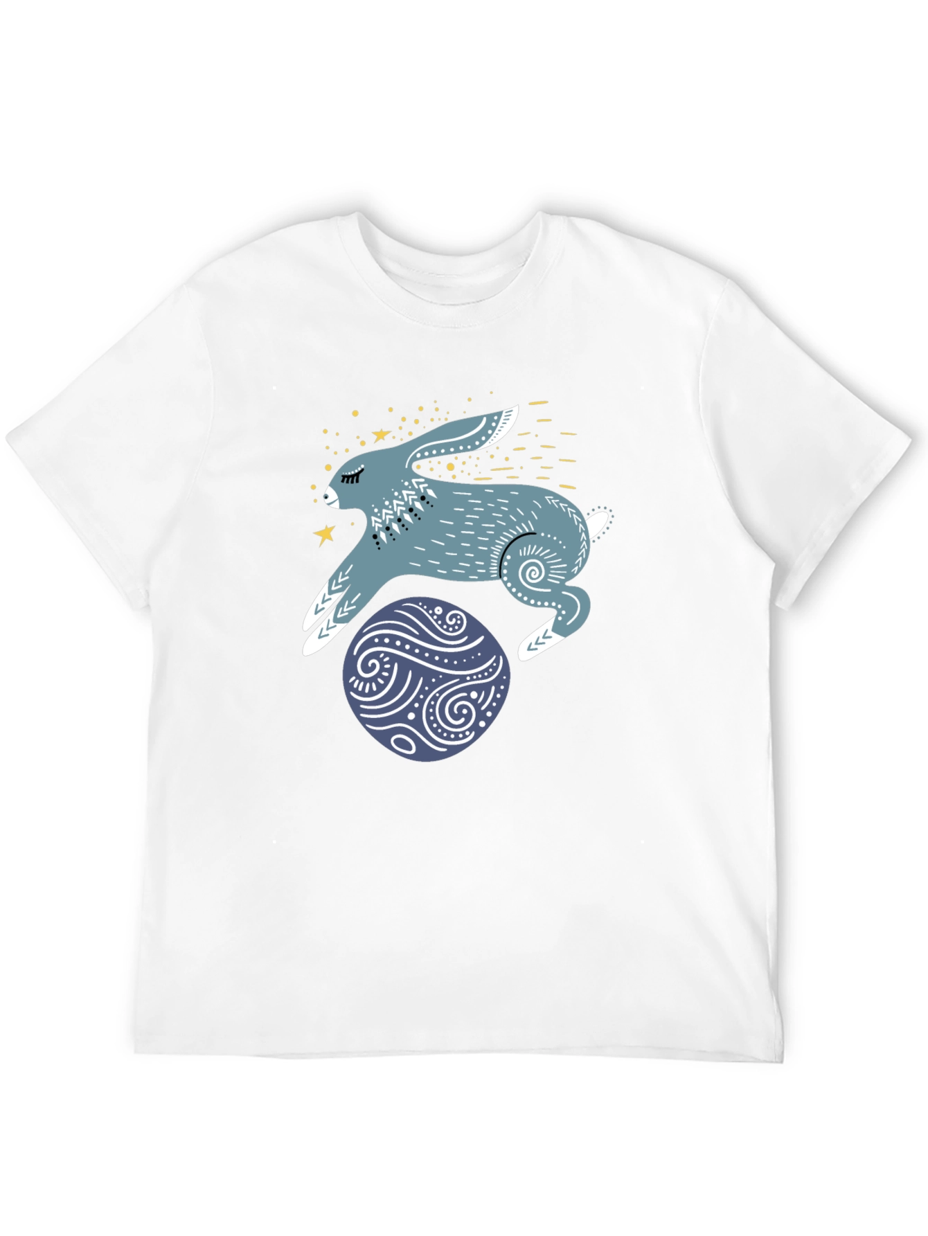 Rabbit & Egg Graphic Tee - Black Cotton T-Shirt
