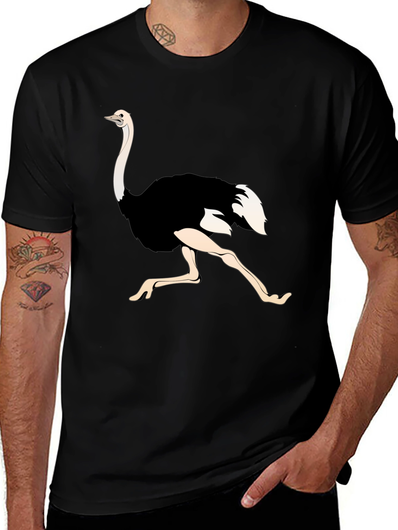 Ostrich Graphic Tee - Black Unisex T-Shirt