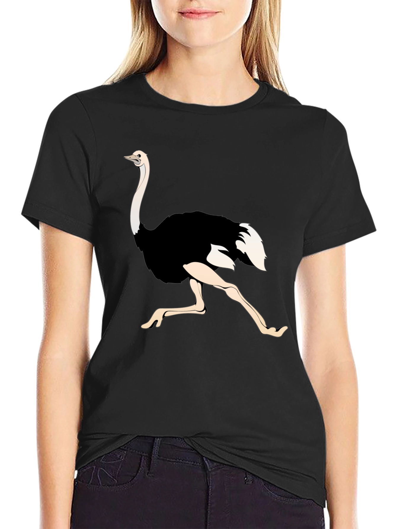 Ostrich Graphic Tee - Black Unisex T-Shirt