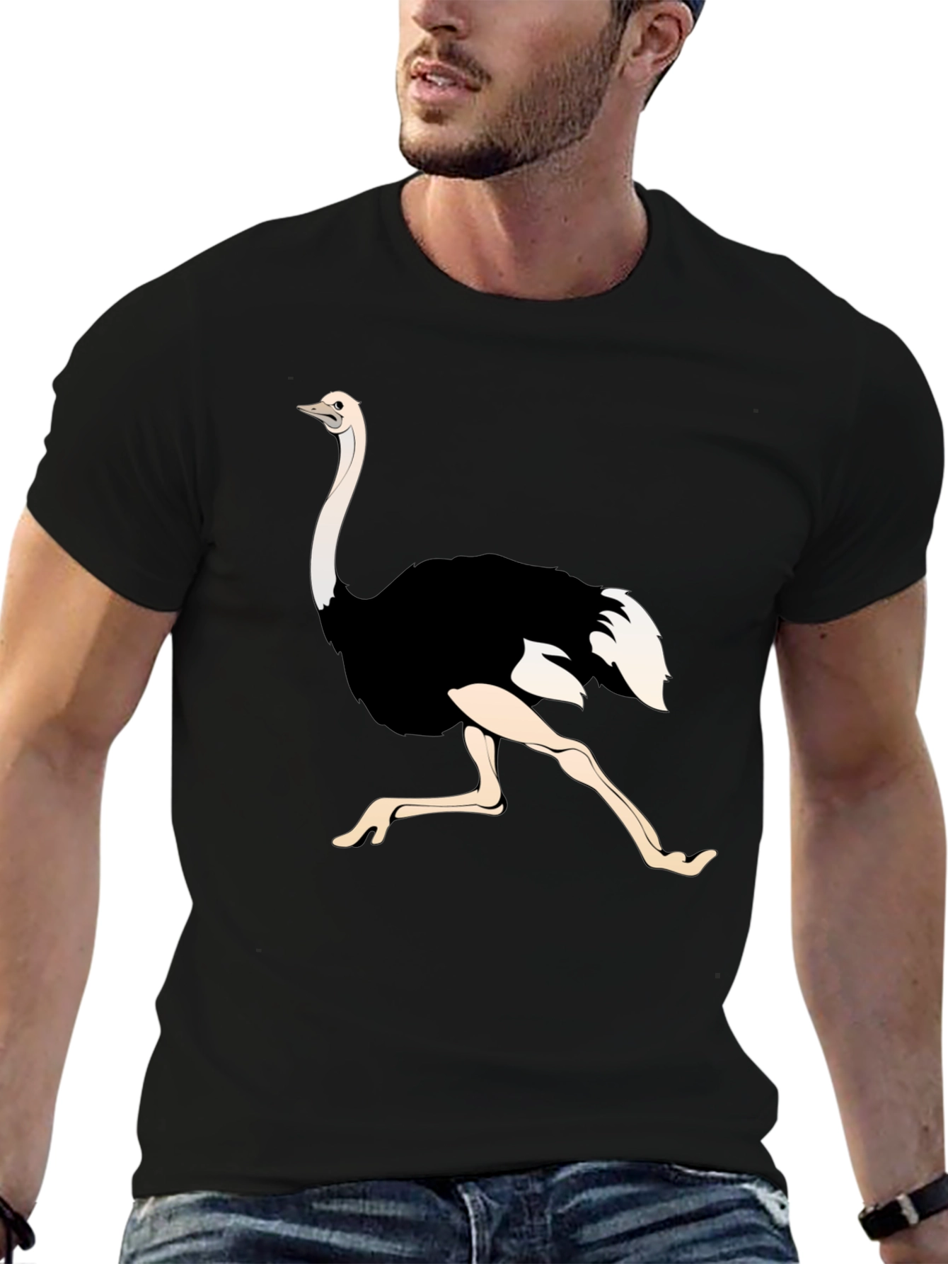Ostrich Graphic Tee - Black Unisex T-Shirt