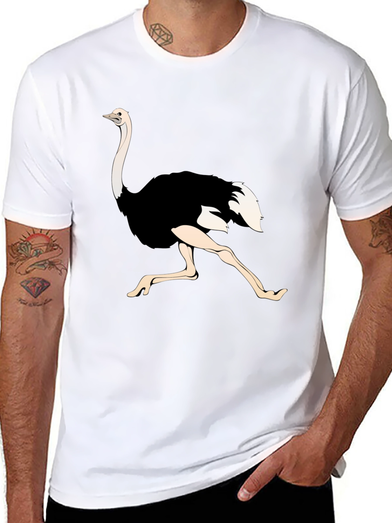 Ostrich Graphic Tee - Black Unisex T-Shirt