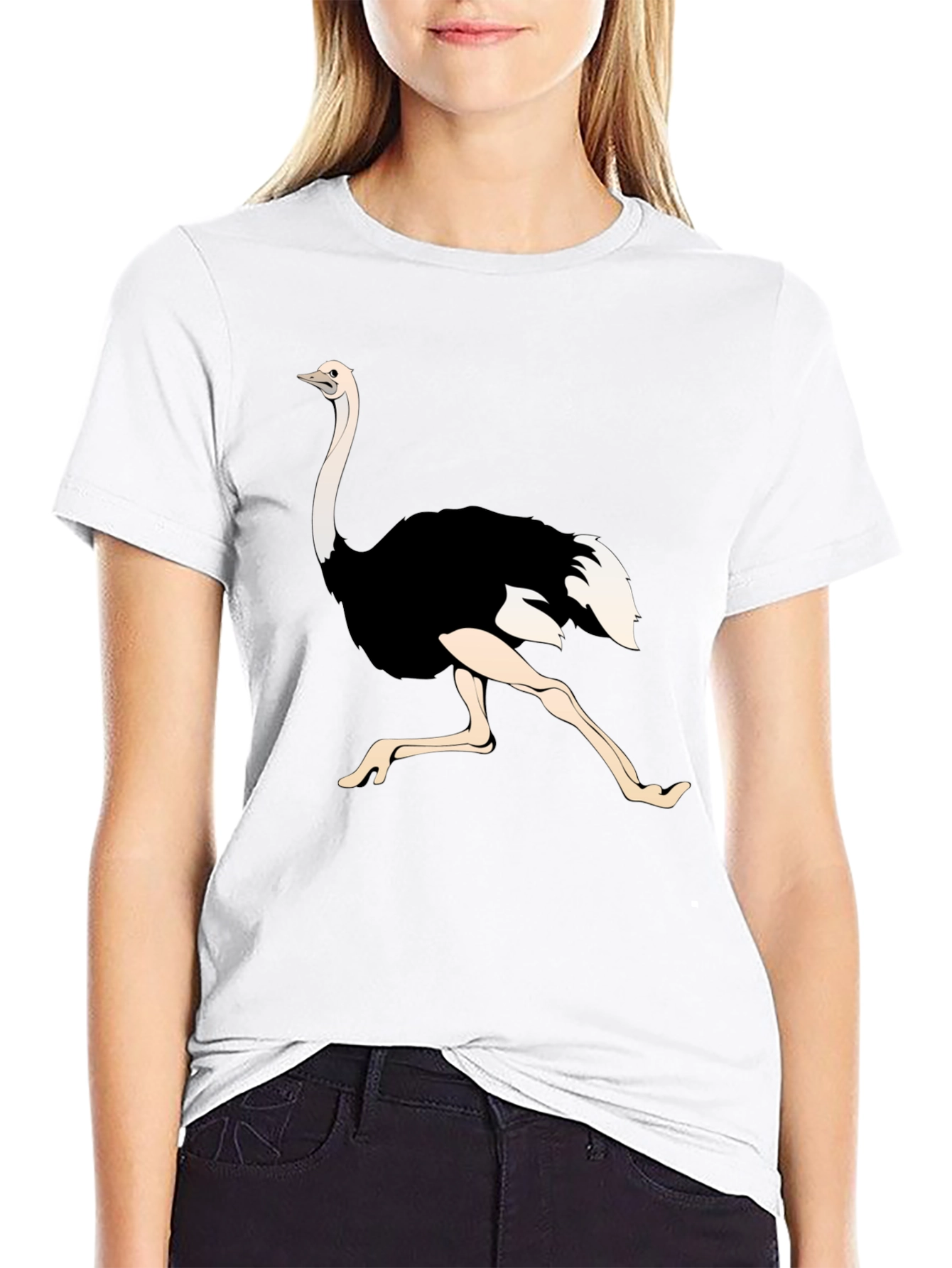 Ostrich Graphic Tee - Black Unisex T-Shirt