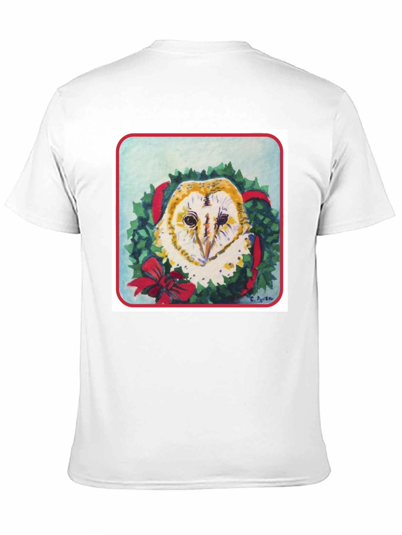 Festive Owl Wreath T-Shirt - Holiday Apparel