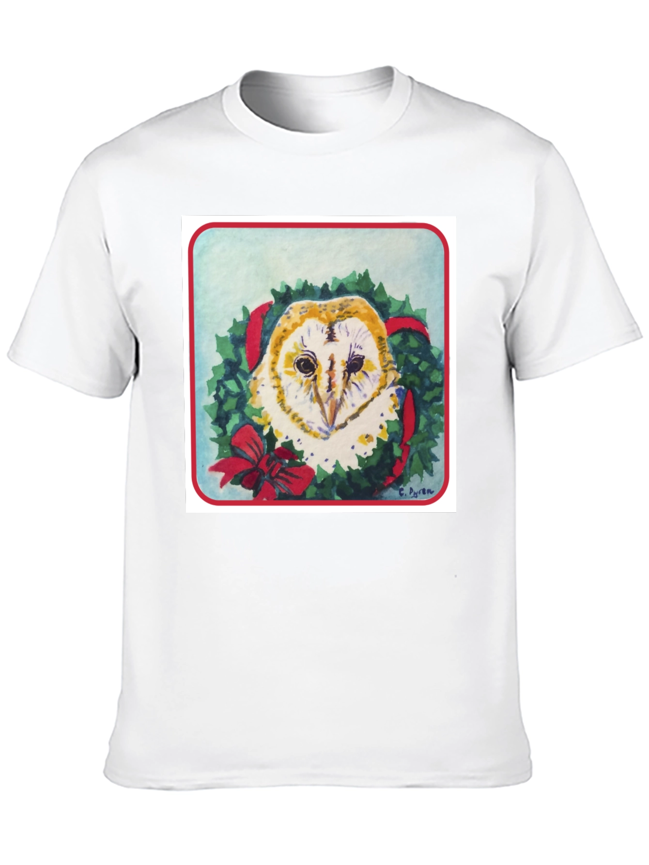 Festive Owl Wreath T-Shirt - Holiday Apparel