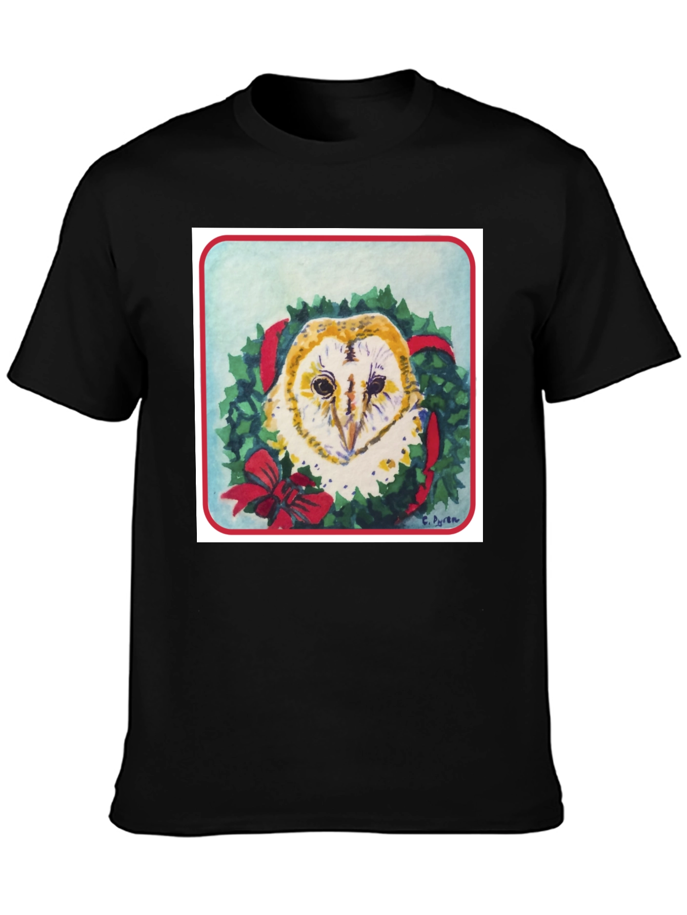 Festive Owl Wreath T-Shirt - Holiday Apparel