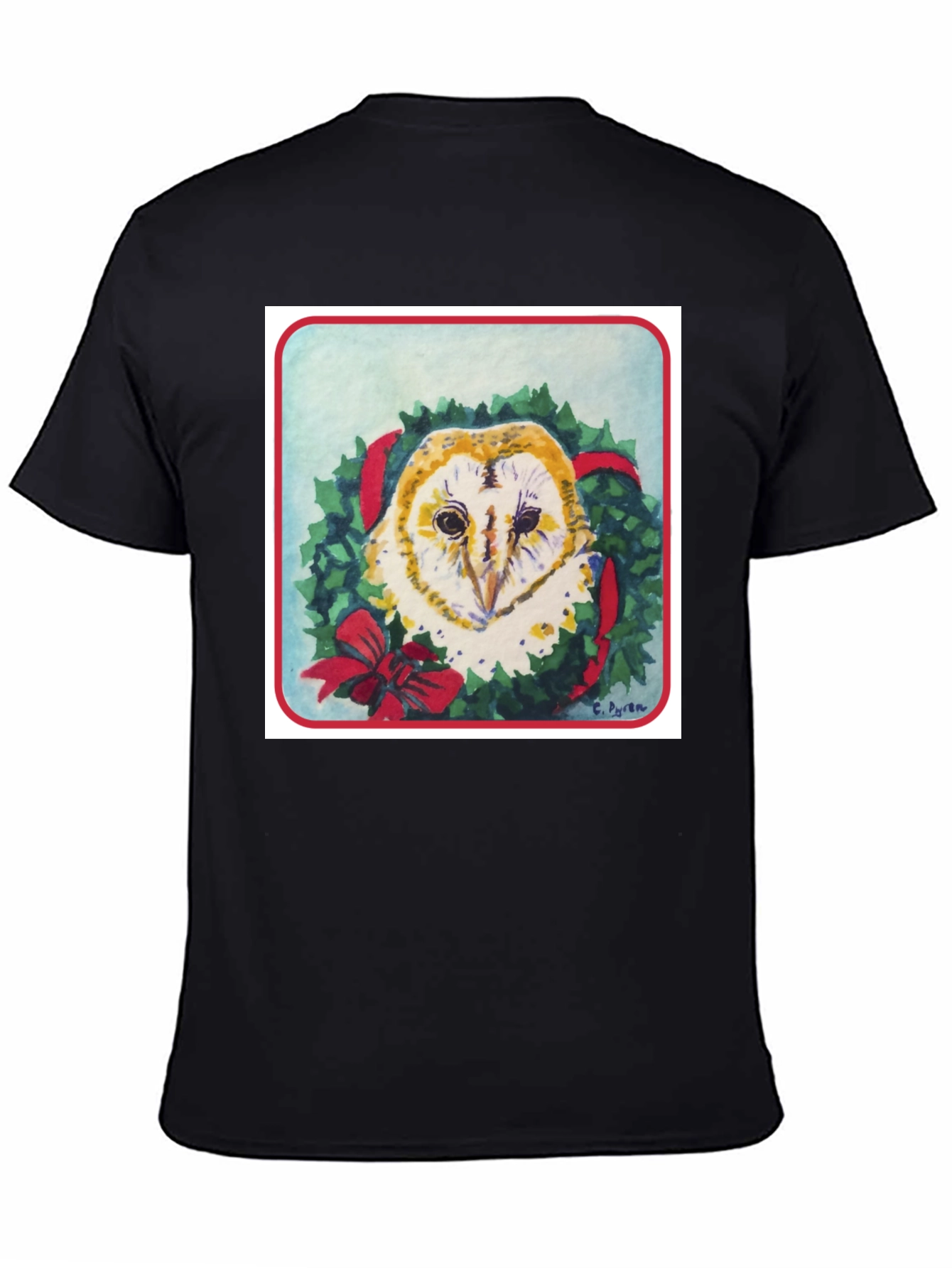Festive Owl Wreath T-Shirt - Holiday Apparel