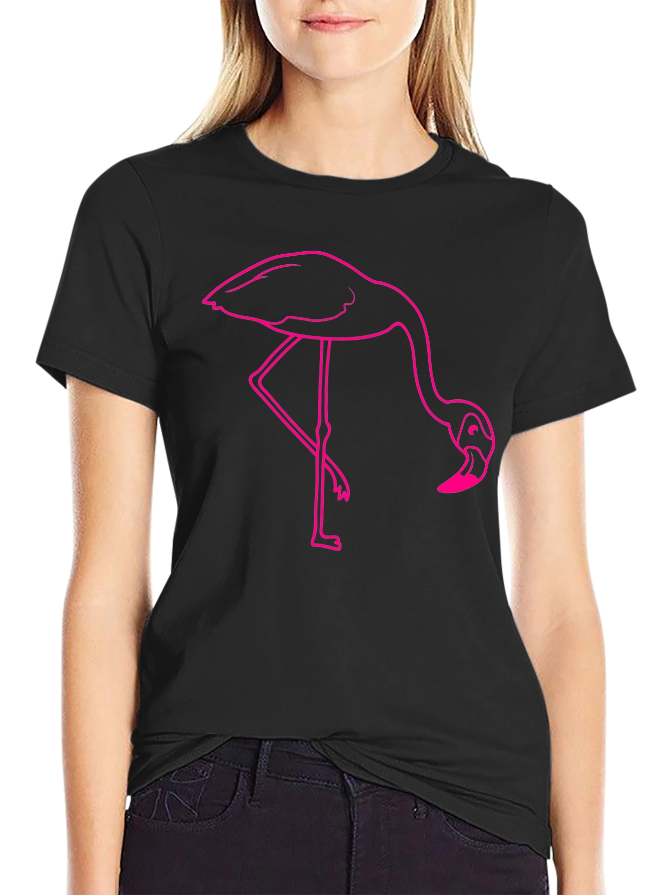 Flamingo Graphic Tee - Casual Black T-Shirt