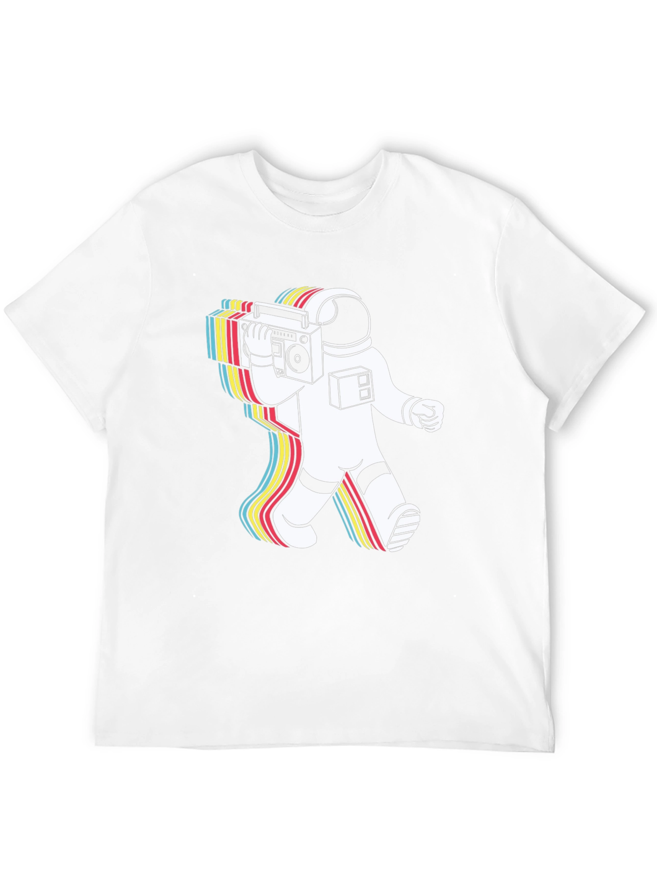 Retro Astronaut Boombox Graphic Tee - Black