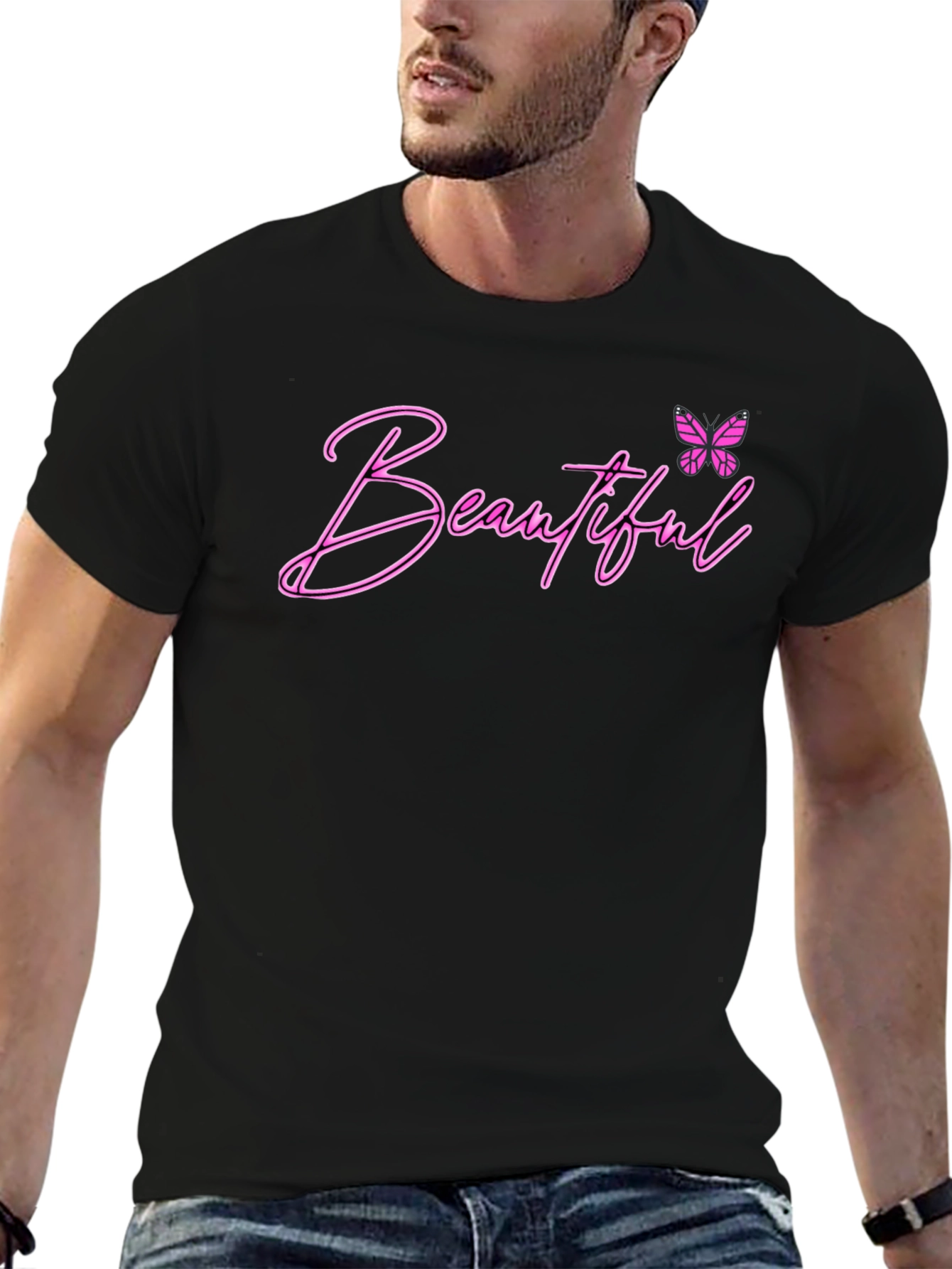 Beautiful Butterfly Graphic Tee - Black