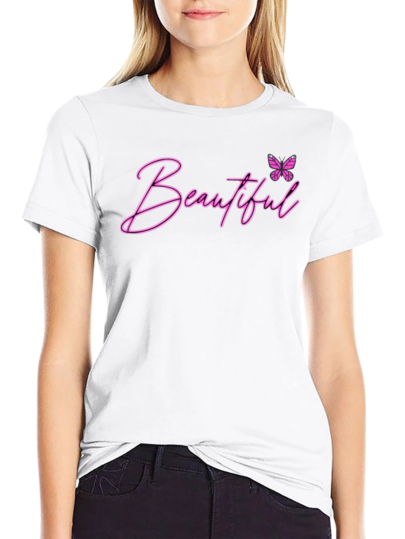 Beautiful Butterfly Graphic Tee - Black