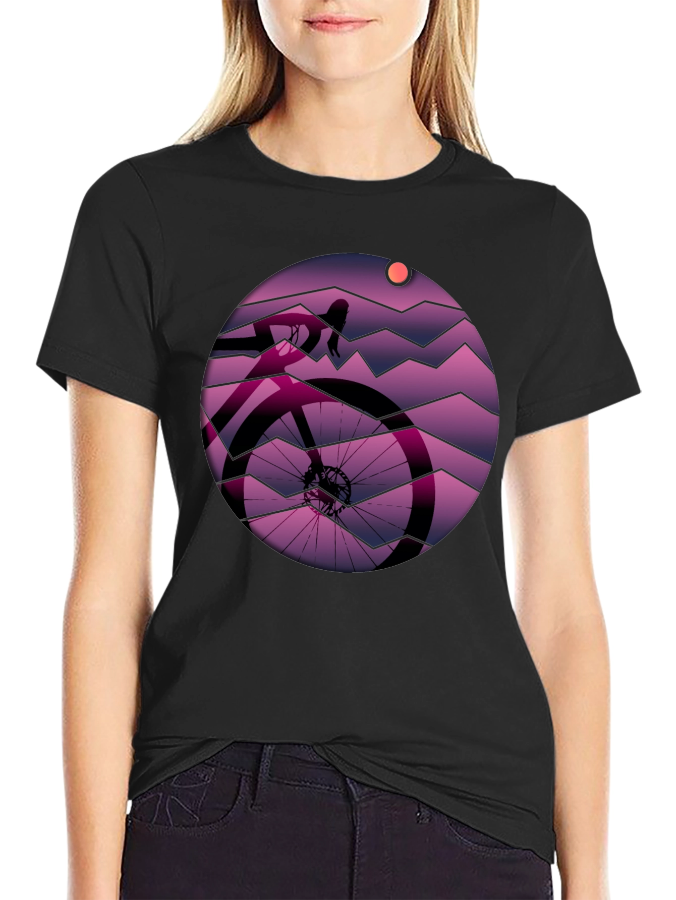Cycling Sunset Graphic T-Shirt