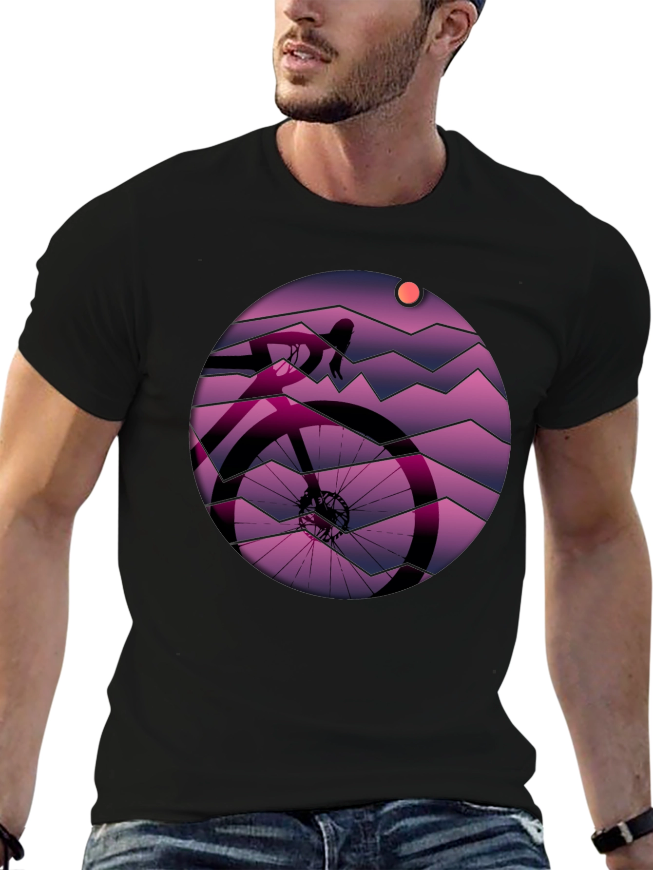 Cycling Sunset Graphic T-Shirt