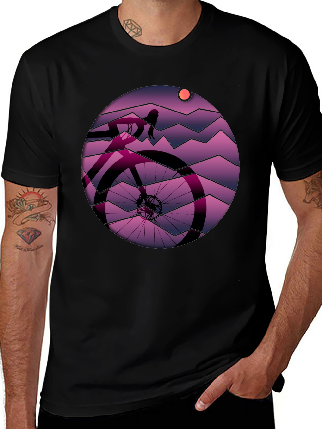 Cycling Sunset Graphic T-Shirt