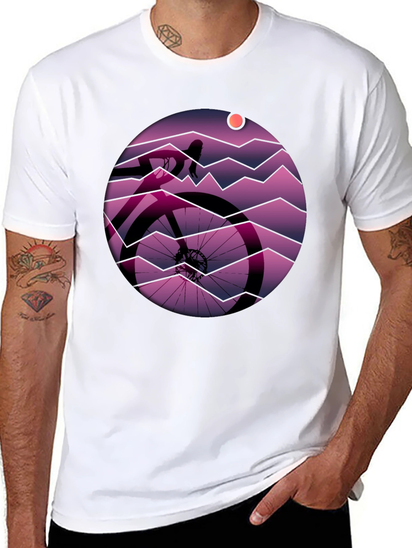 Cycling Sunset Graphic T-Shirt