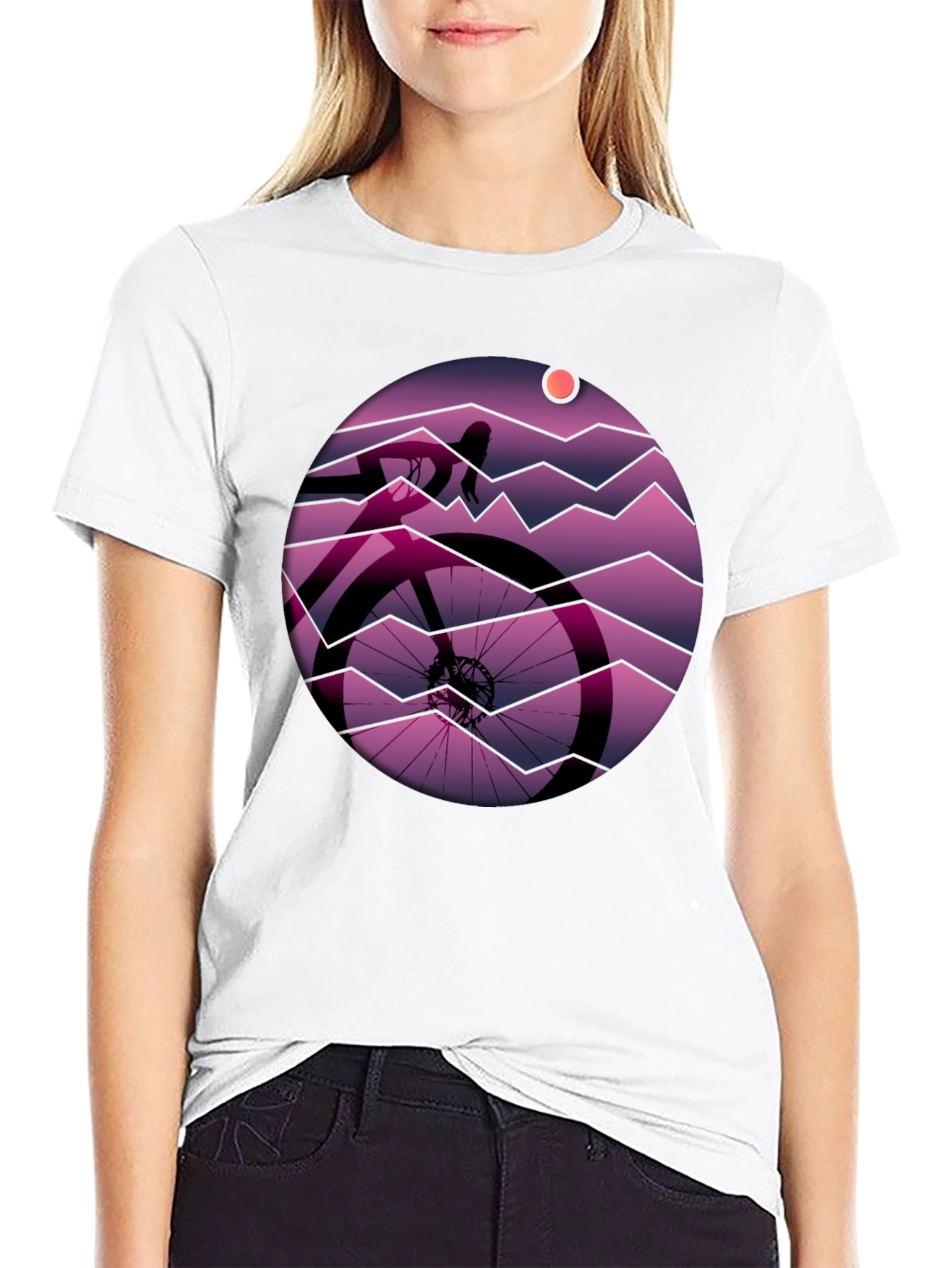 Cycling Sunset Graphic T-Shirt