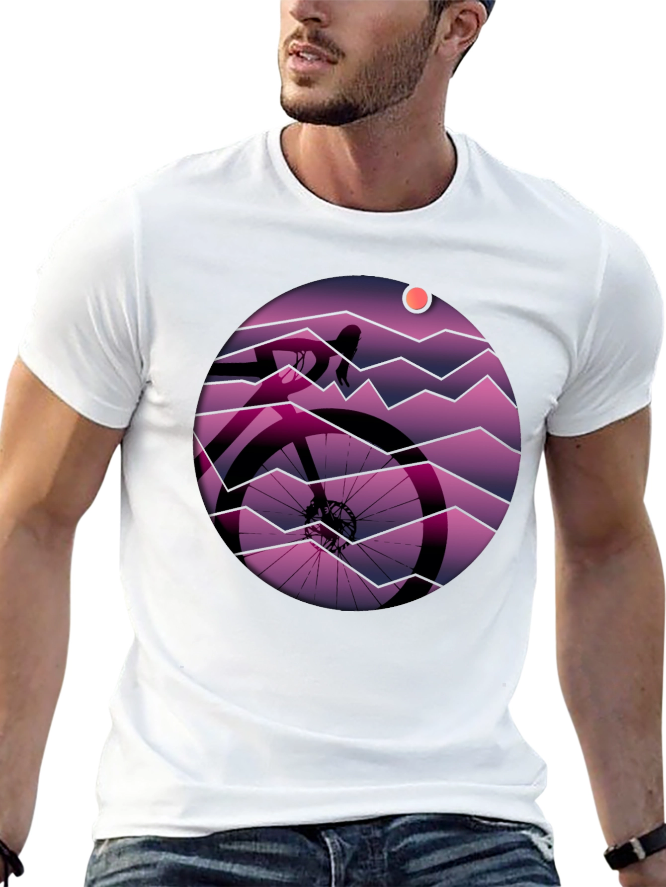 Cycling Sunset Graphic T-Shirt