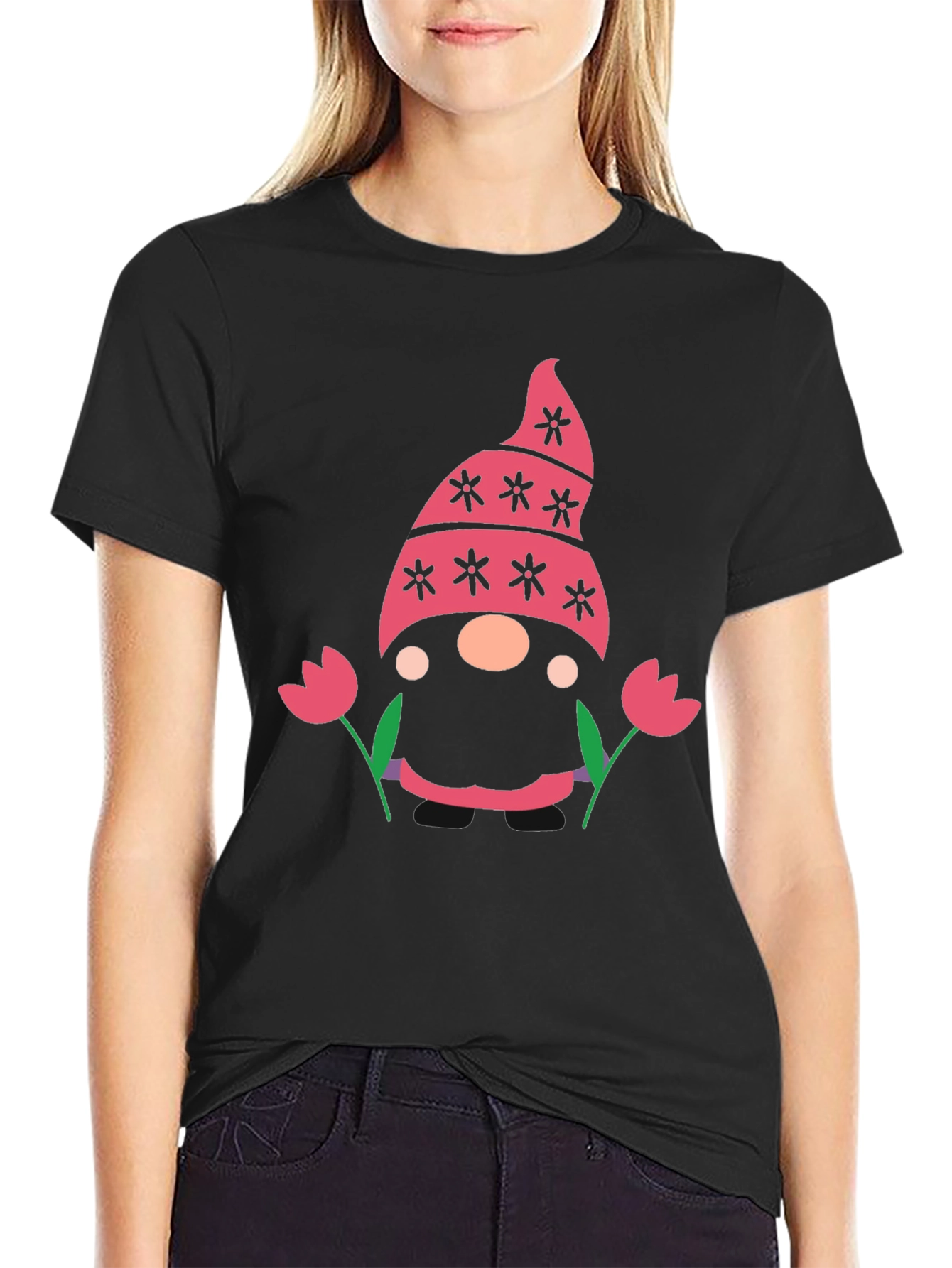 Spring Gnome T-Shirt - Cute Floral Design