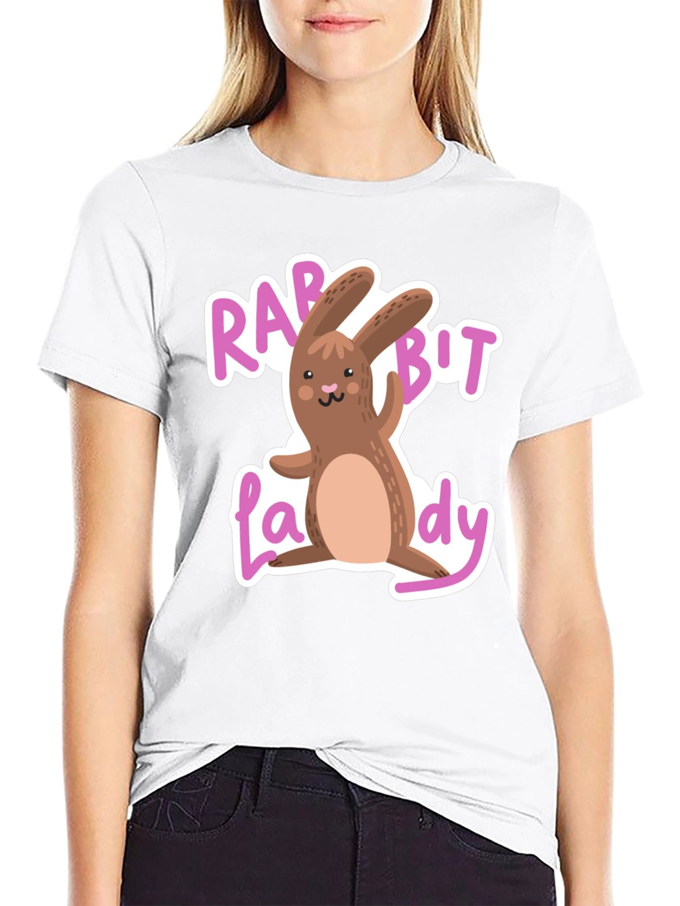Rabbit Lady Graphic Tee - Cute Easter T-Shirt