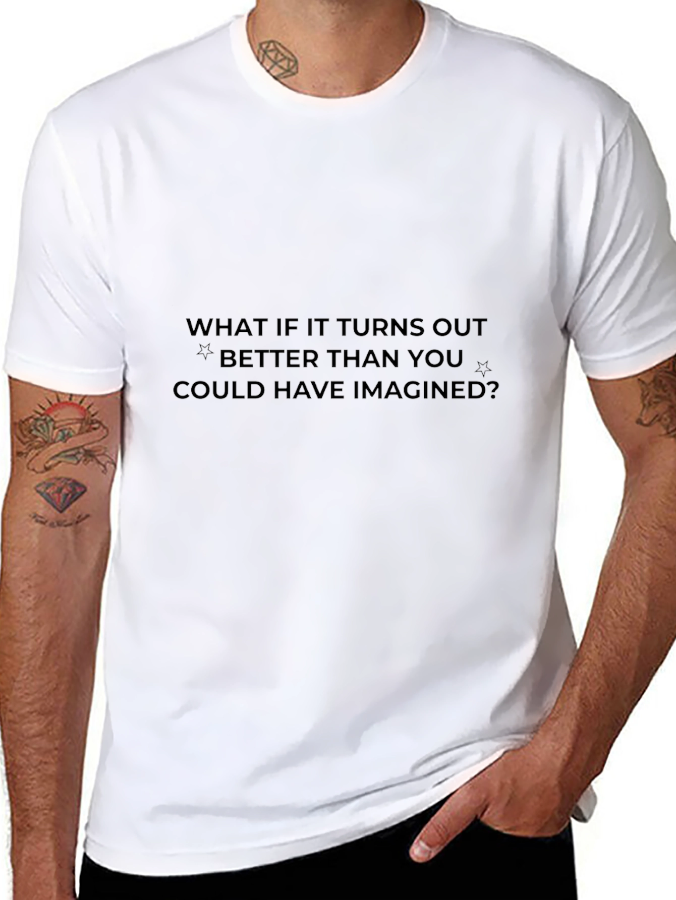 Motivational Quote Black T-Shirt - Better Than Imagined?