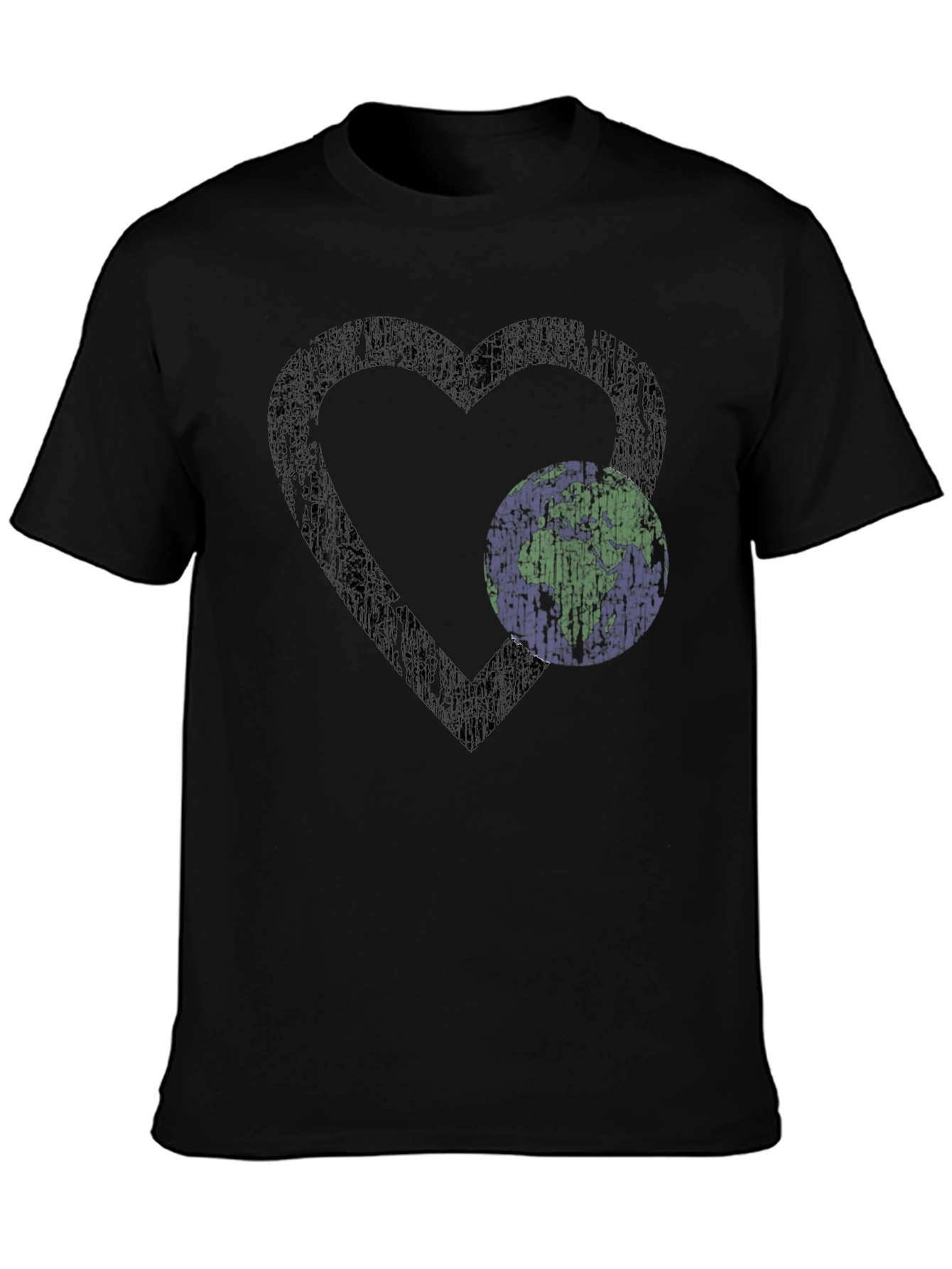 Heart Earth Graphic Tee - Black Cotton Blend