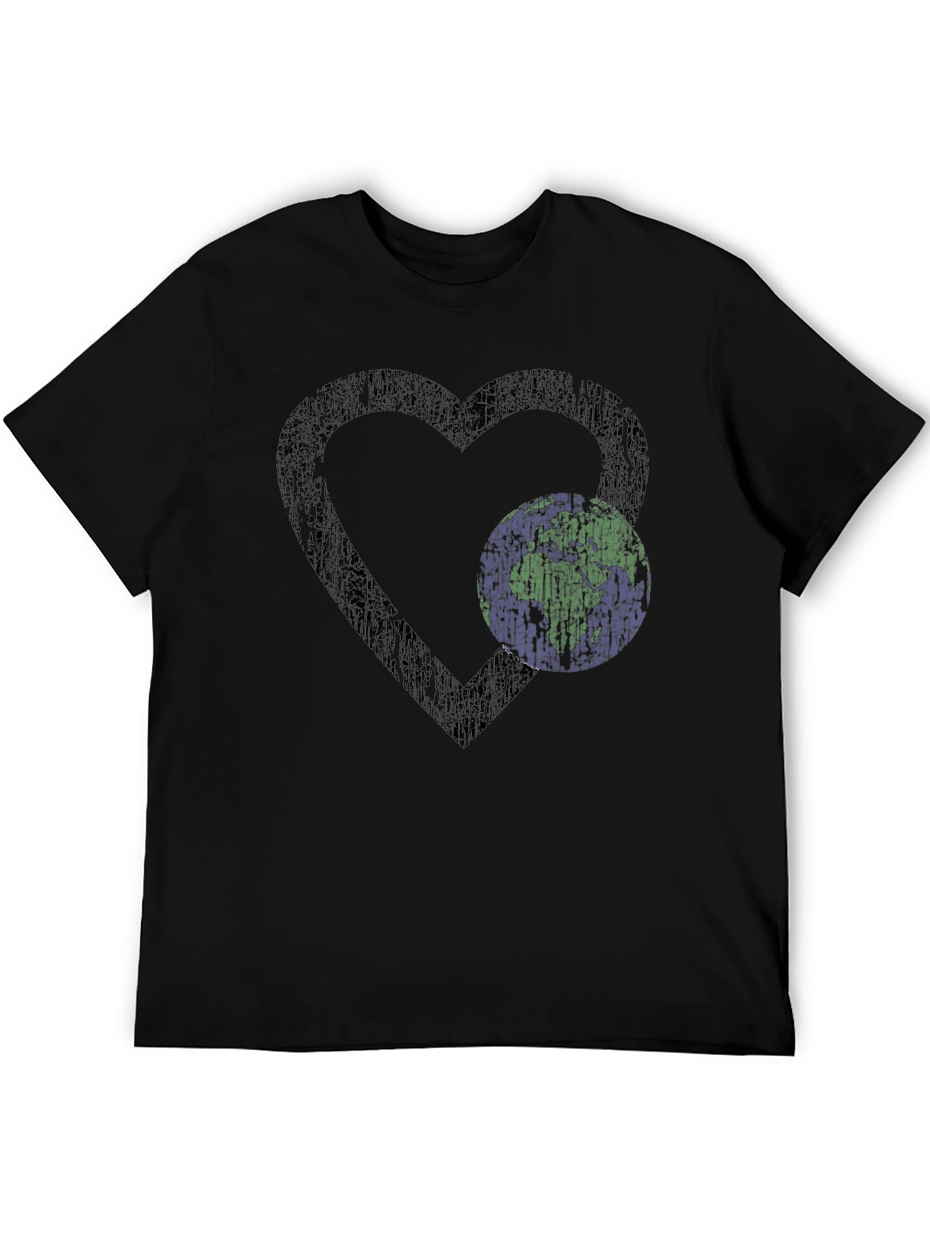 Heart Earth Graphic Tee - Black Cotton Blend