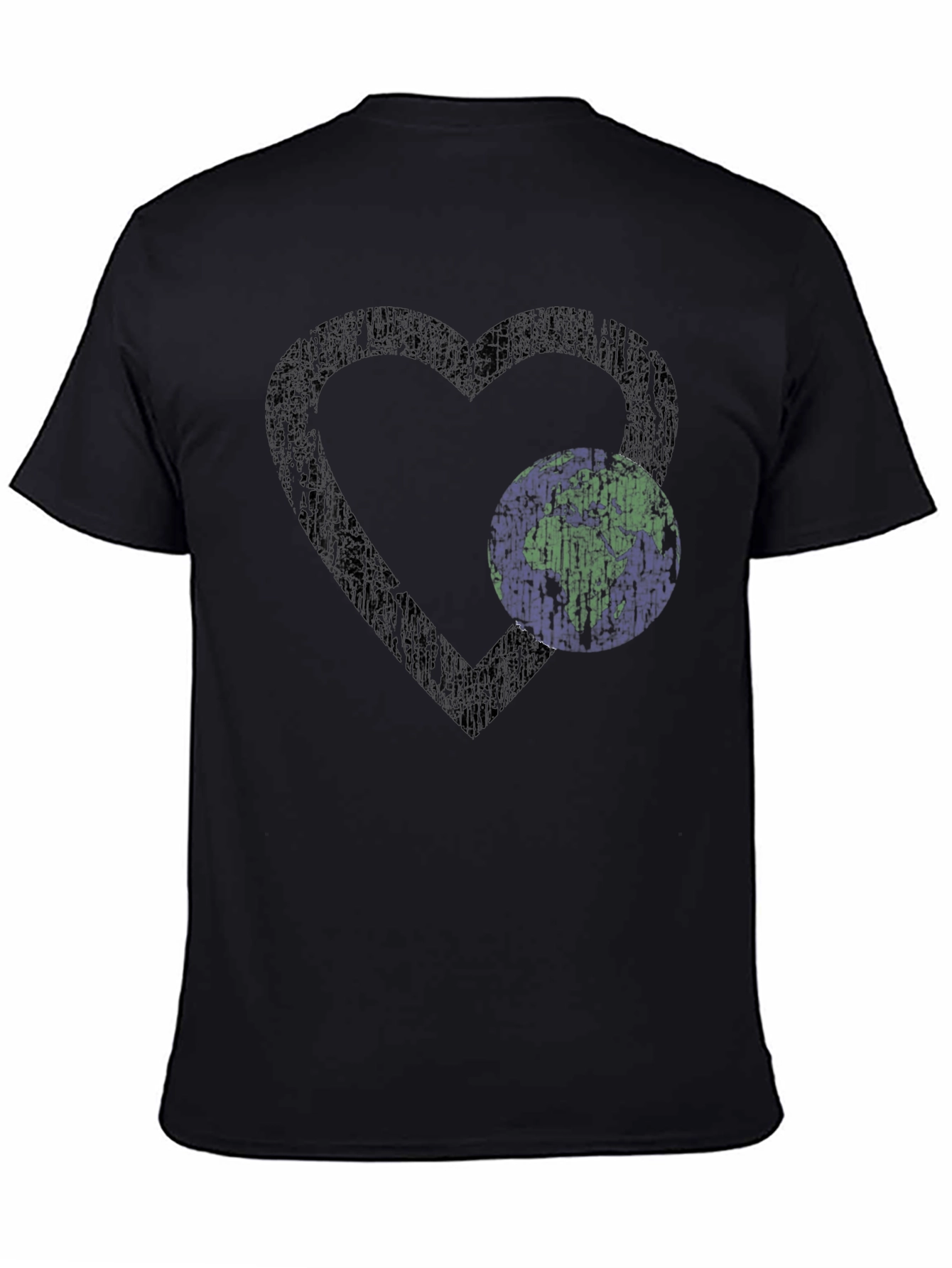 Heart Earth Graphic Tee - Black Cotton Blend