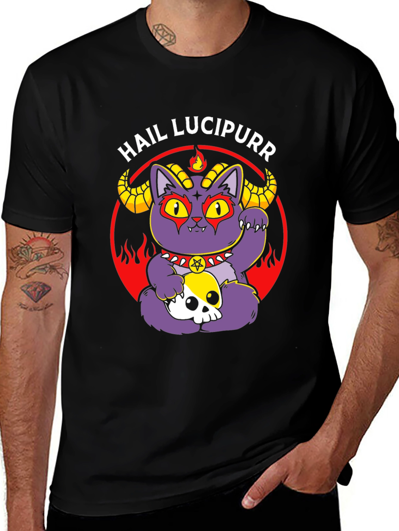 Hail Lucipurr Cat T-Shirt Goth Style