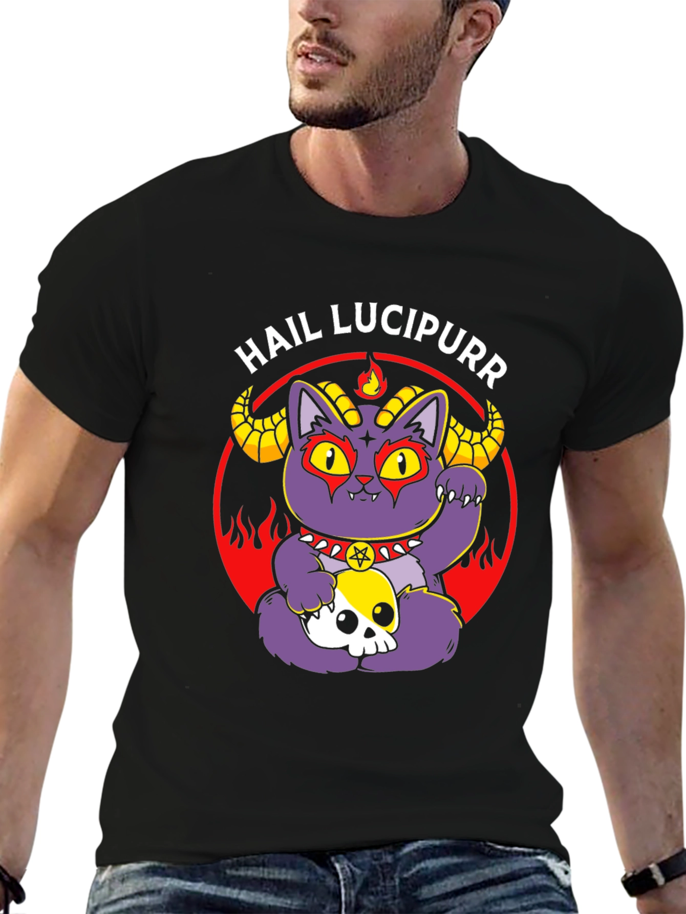 Hail Lucipurr Cat T-Shirt Goth Style