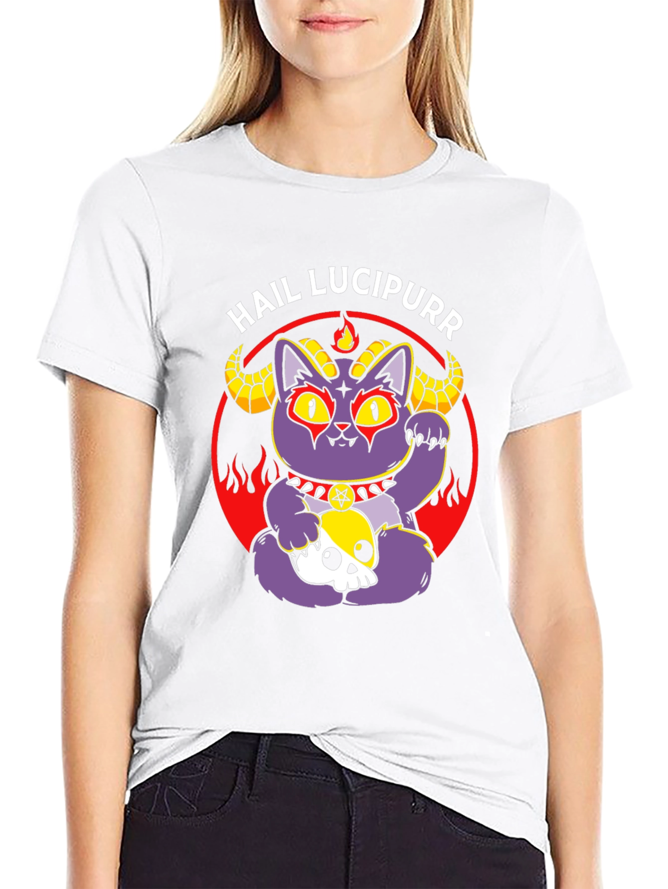 Hail Lucipurr Cat T-Shirt Goth Style