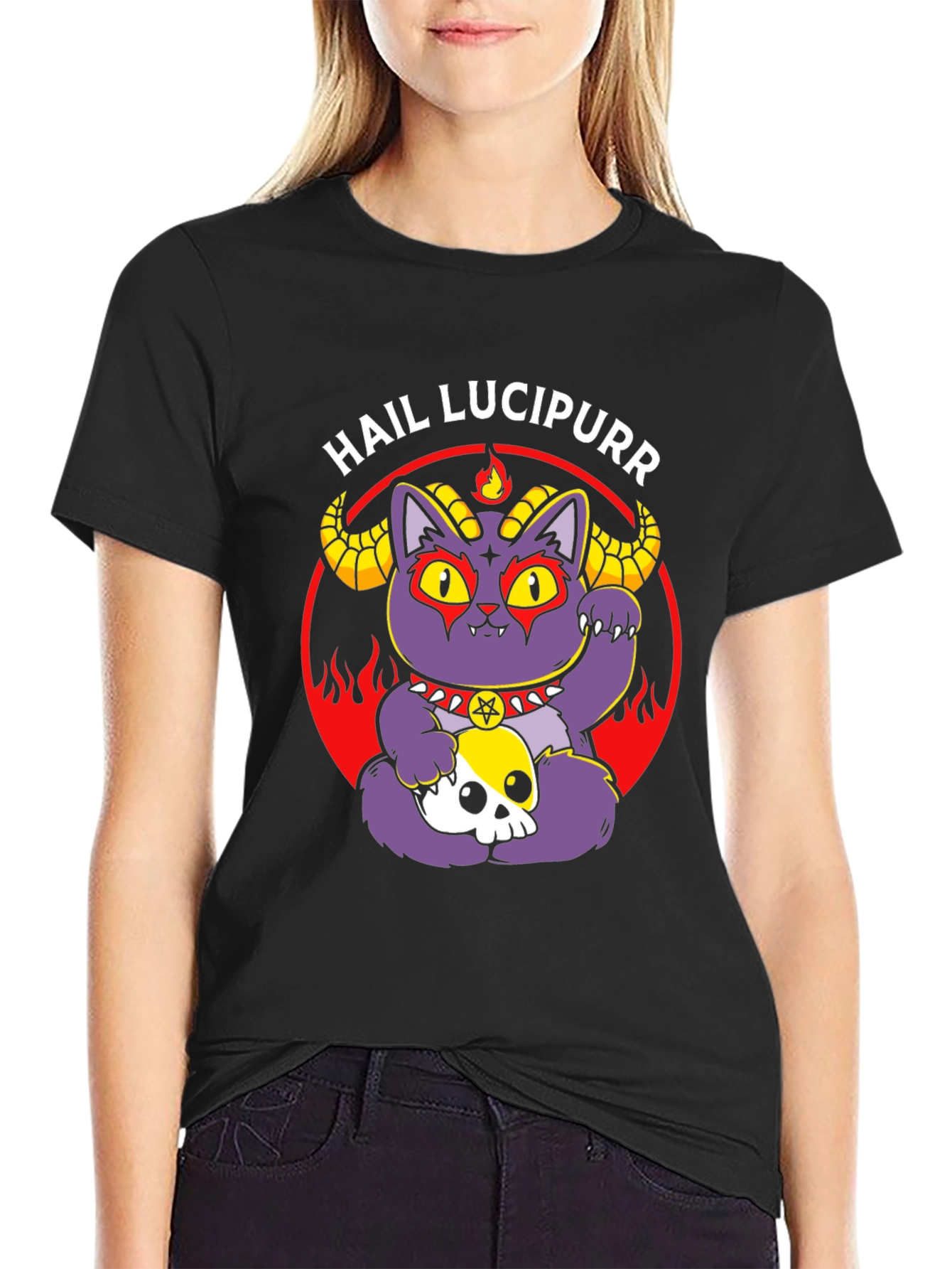 Hail Lucipurr Cat T-Shirt Goth Style