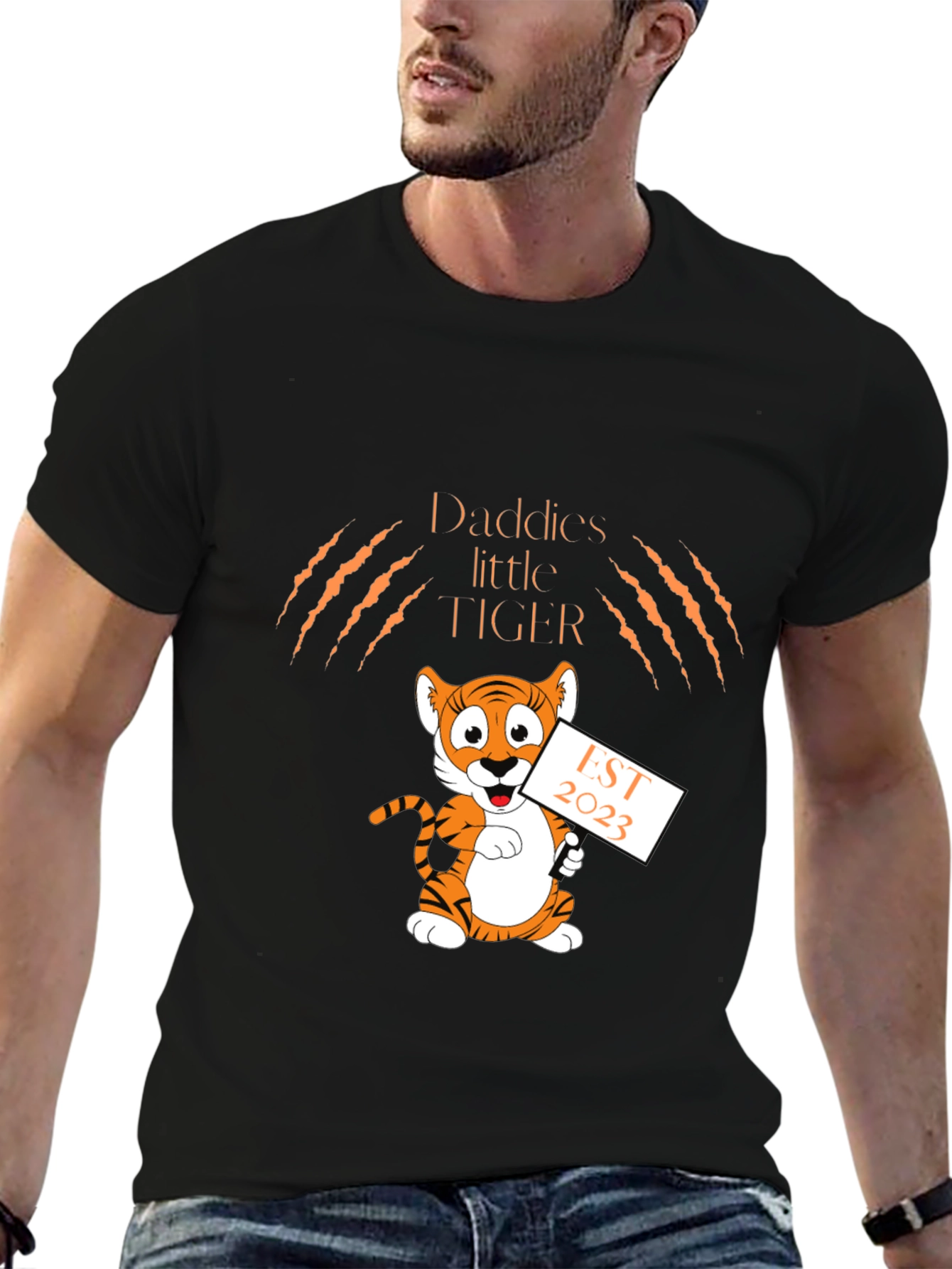 Daddys Little Tiger EST 2023 Black T-Shirt