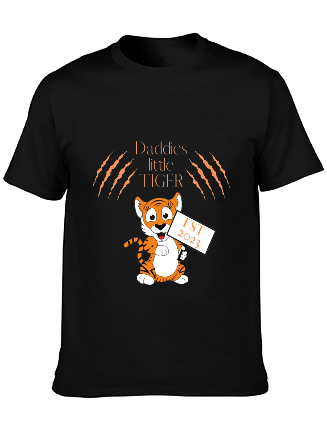 Daddys Little Tiger EST 2023 Black T-Shirt