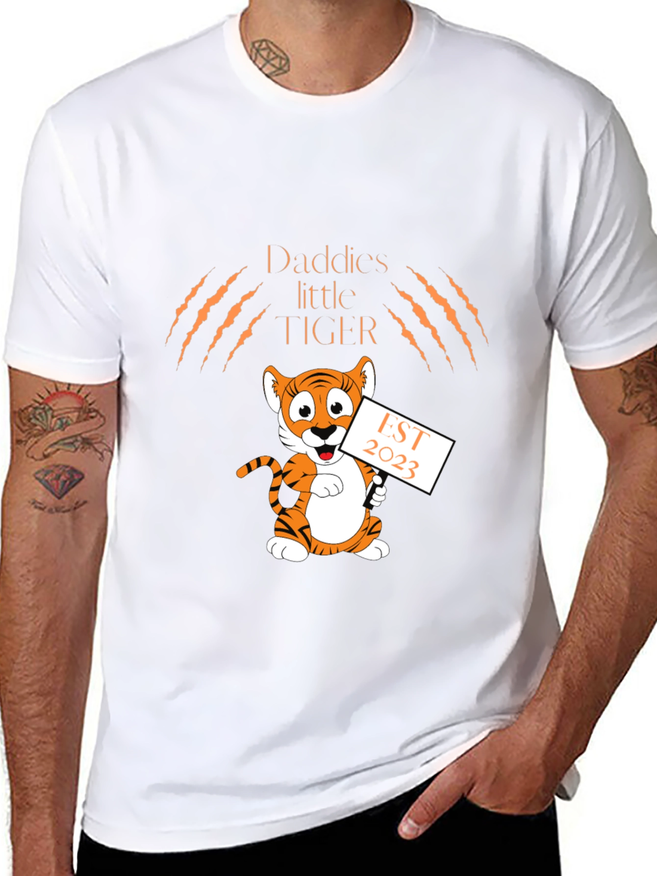 Daddys Little Tiger EST 2023 Black T-Shirt
