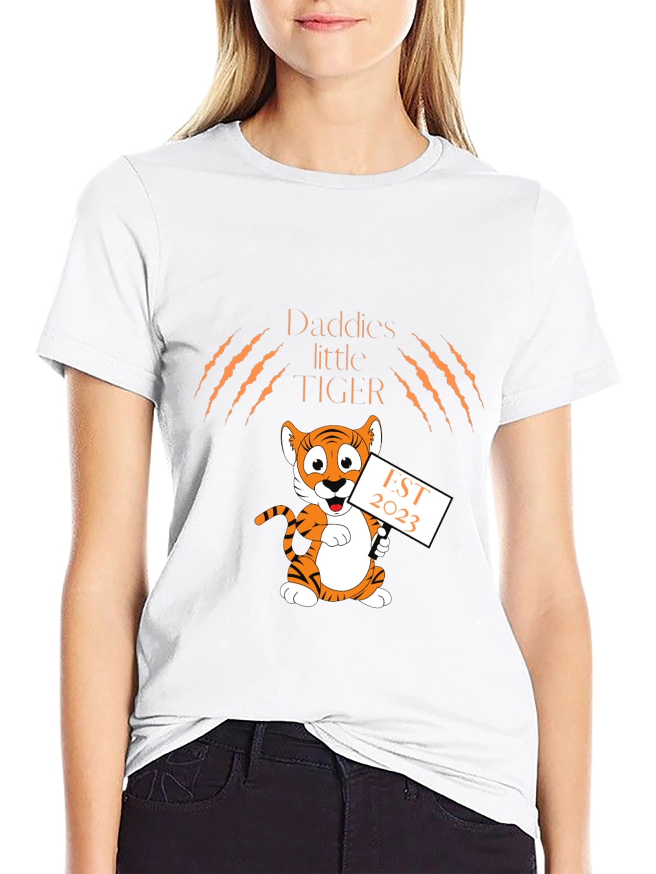 Daddys Little Tiger EST 2023 Black T-Shirt